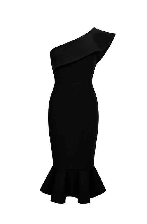Bandage One Shoulder Fishtail Hem Dress