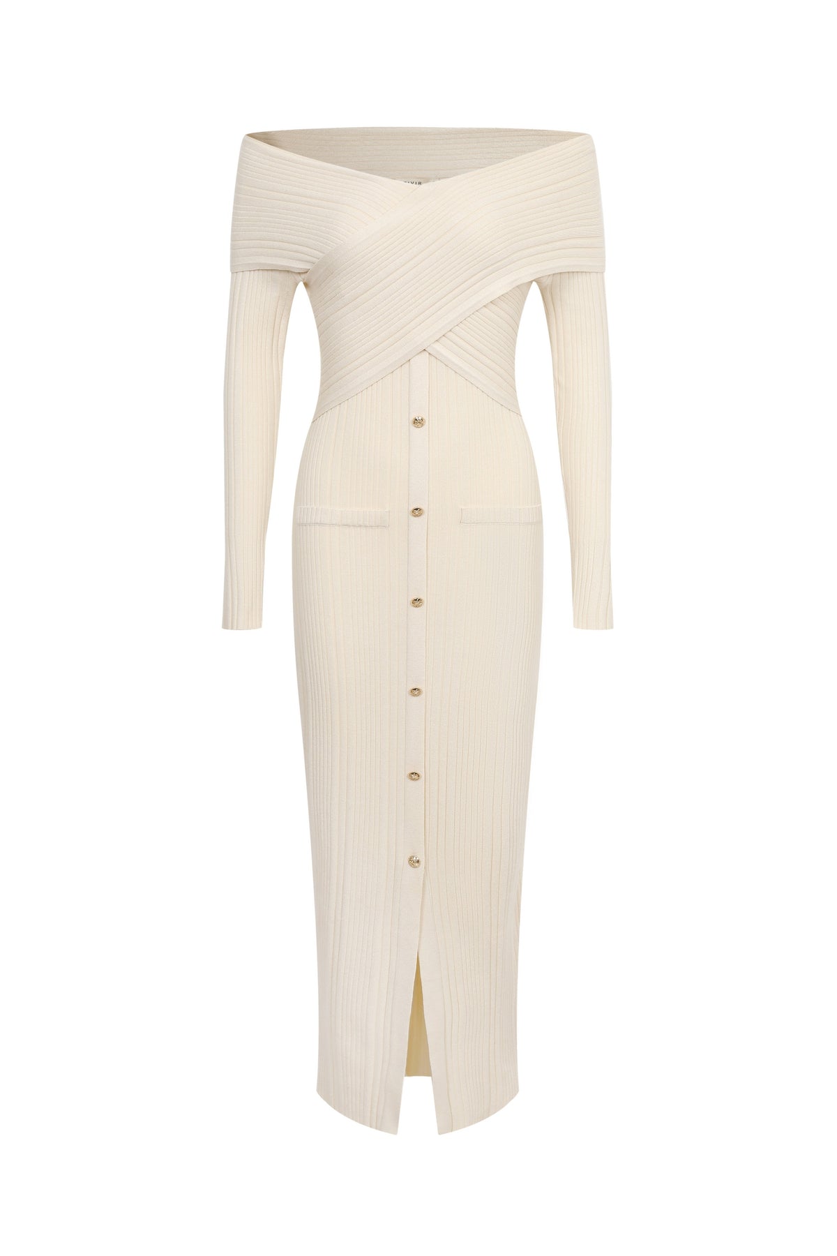 riviera knit midi dress Off-Shoulder Comfortable travel dress for spring