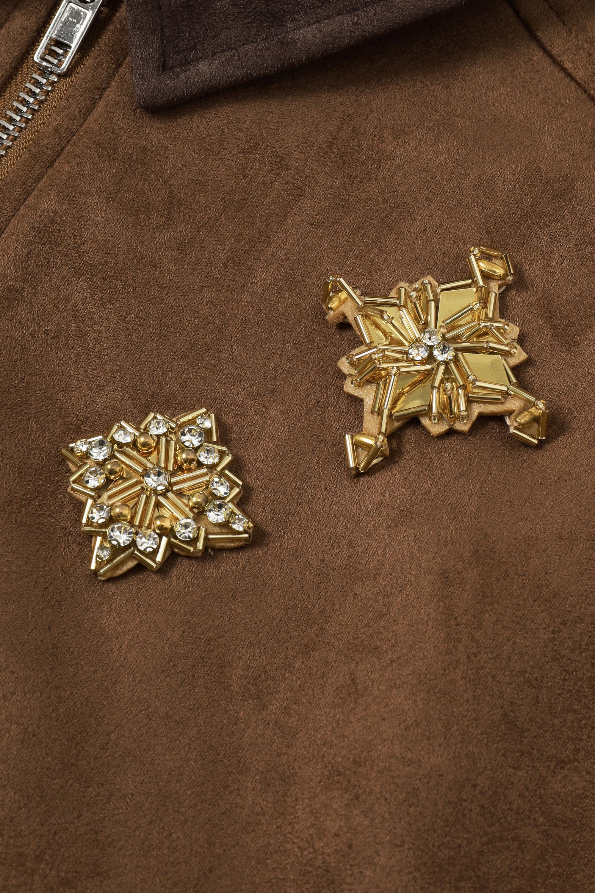 Embellished Crest Suede Jacket