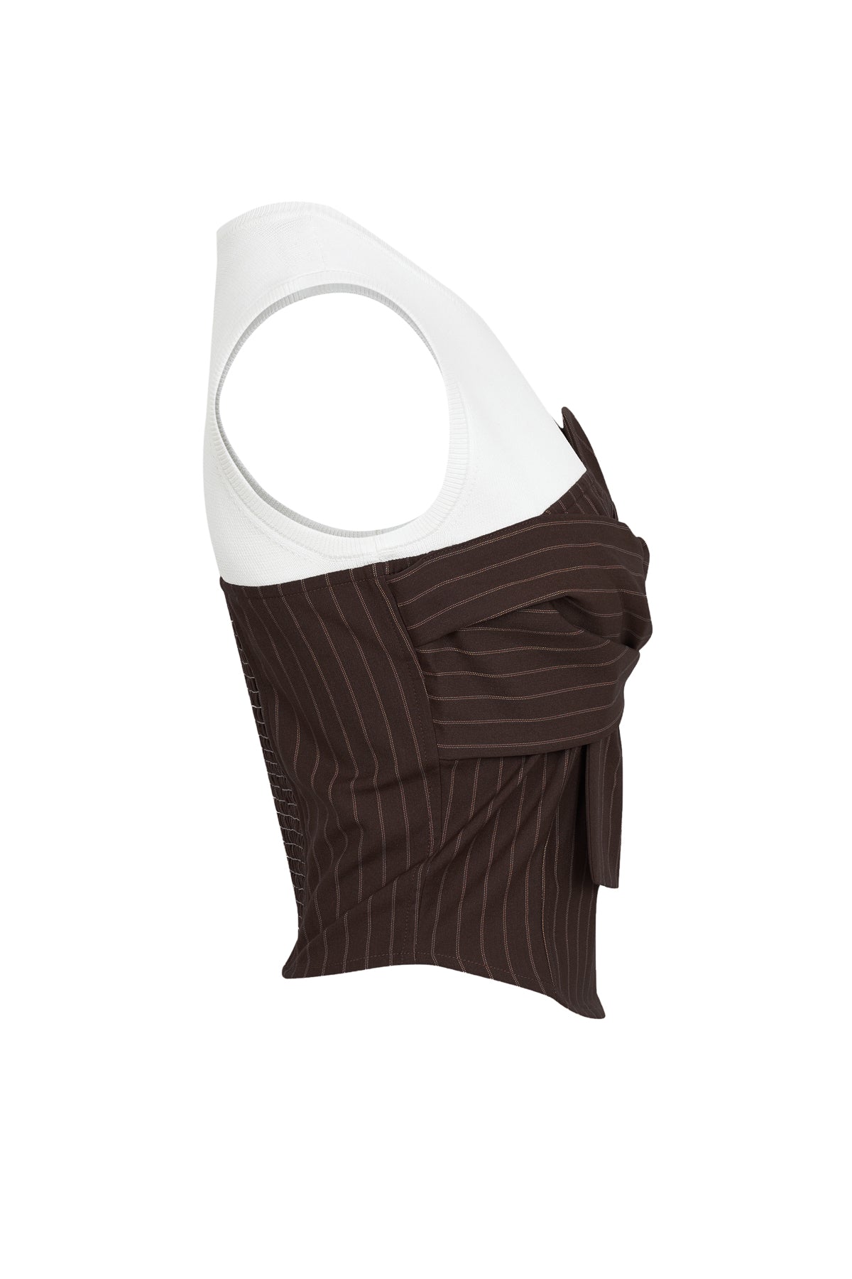 Daybreak Stripe Sleeveless Woven Bow Twofer Top