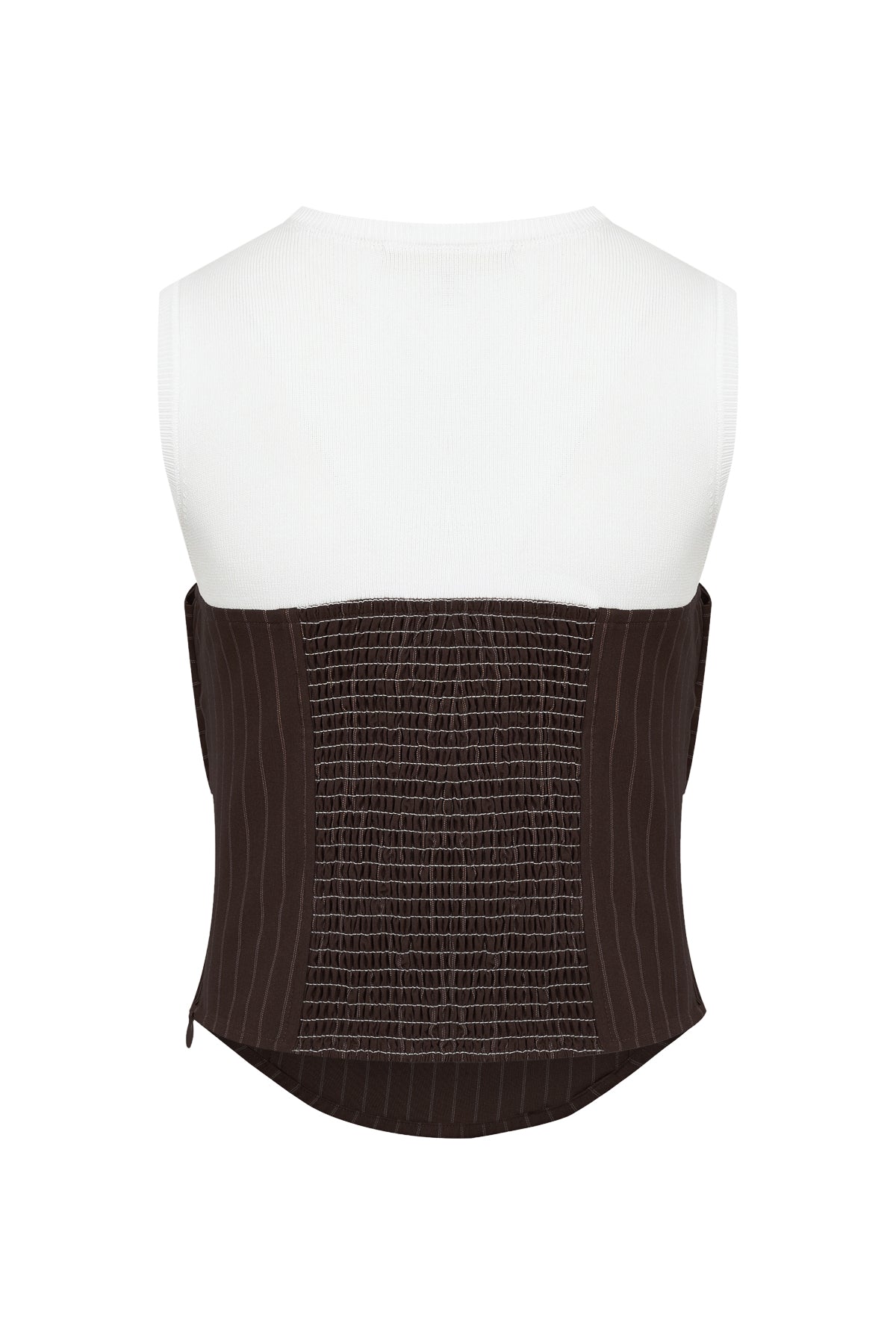 Daybreak Stripe Sleeveless Woven Bow Twofer Top