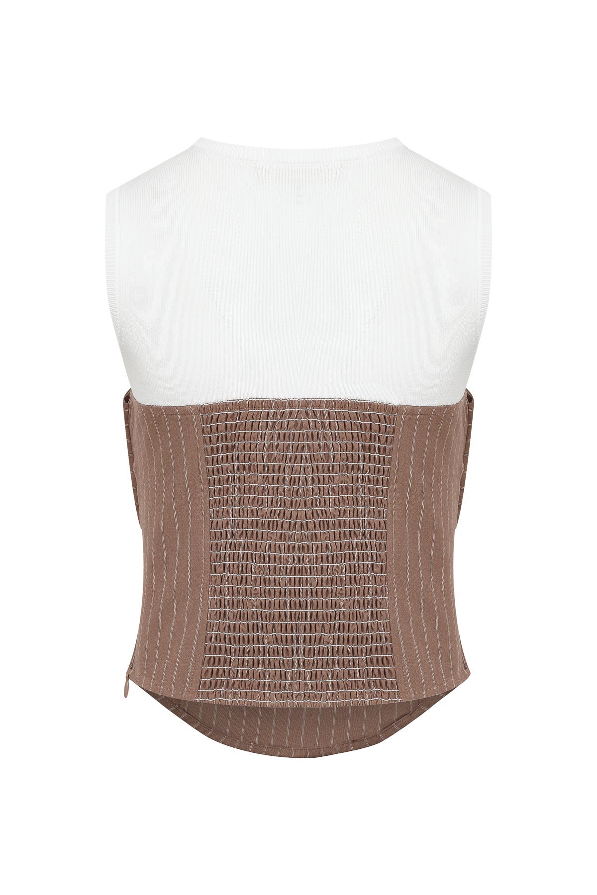 Daybreak Stripe Sleeveless Woven Bow Twofer Top