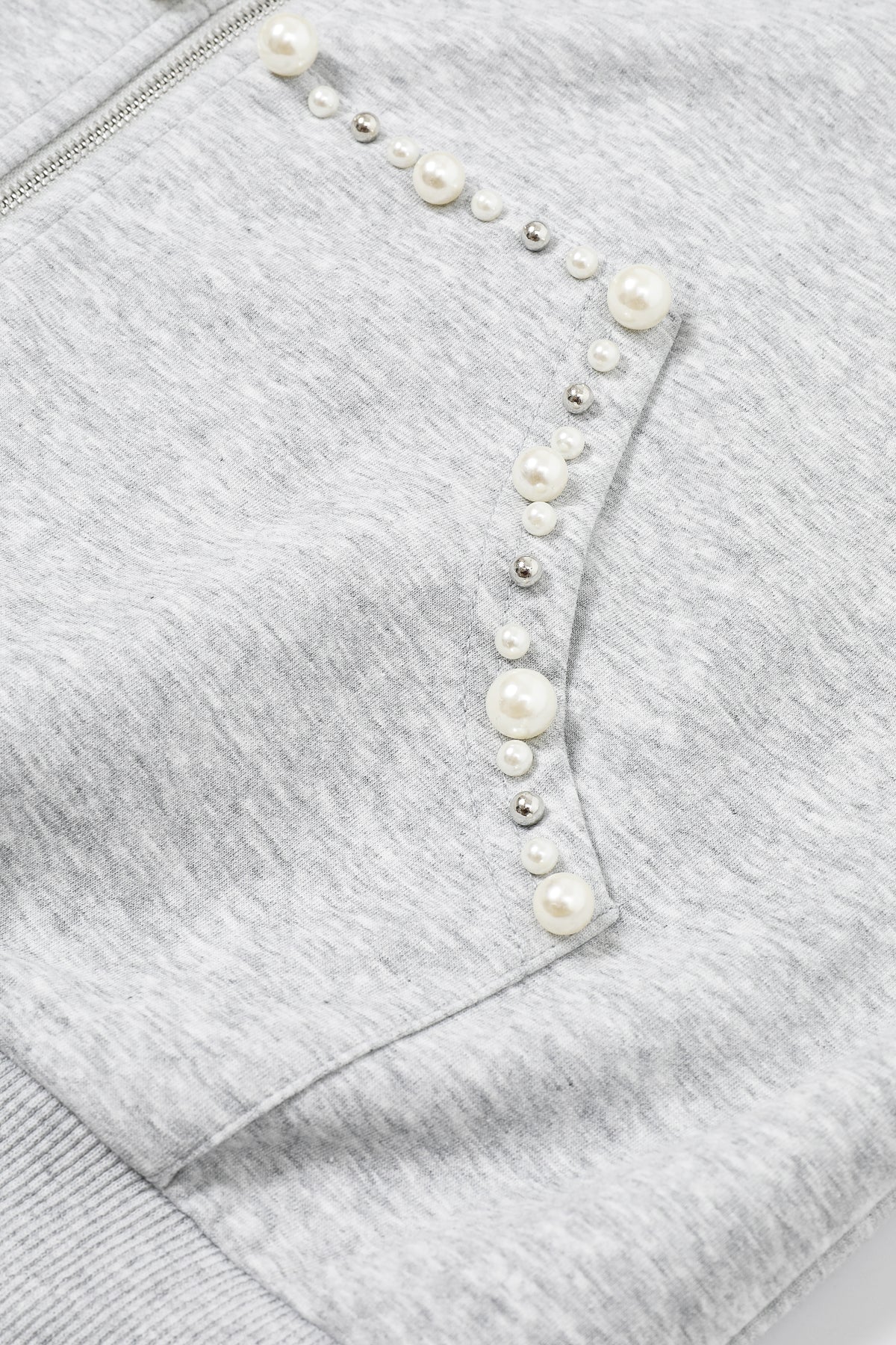 Pearl Embellished Hooded Jacket And Pants Set