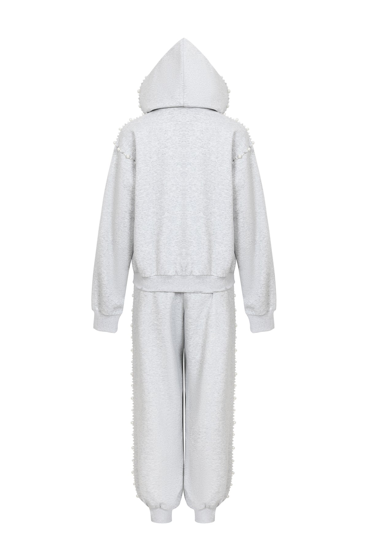 Pearl Embellished Hooded Jacket And Pants Set