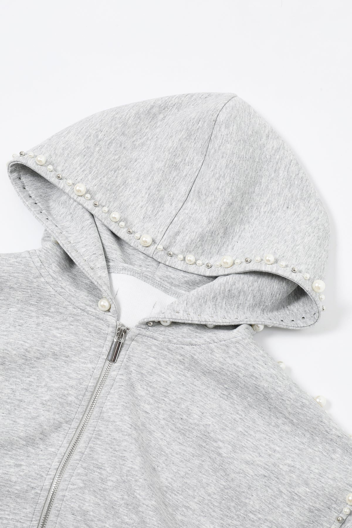 Pearl Embellished Hooded Jacket And Pants Set