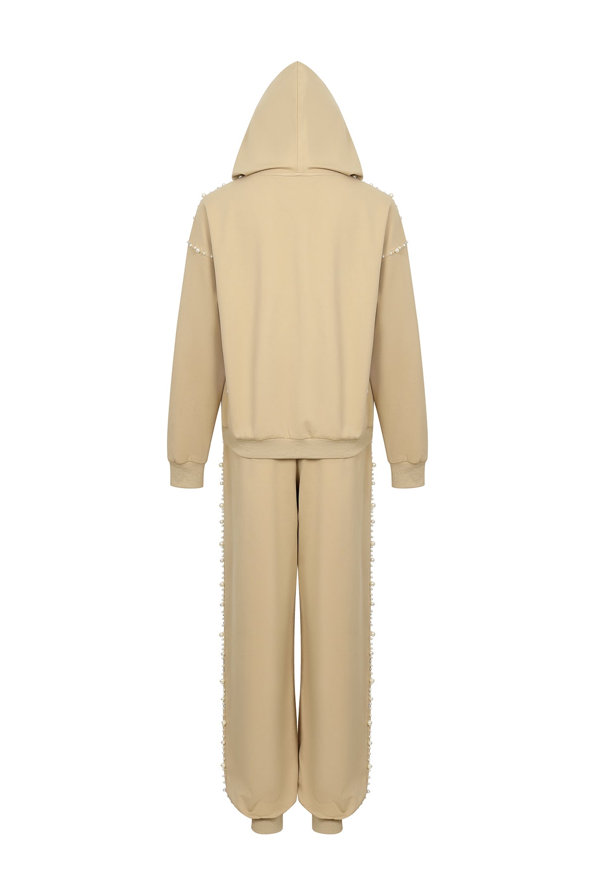 Pearl Embellished Hooded Jacket And Pants Set