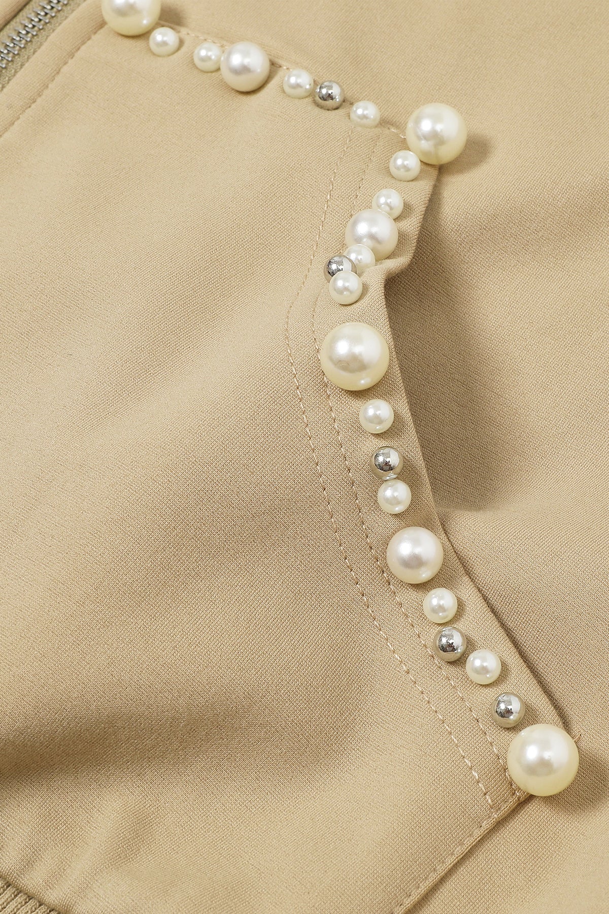 Pearl Embellished Hooded Jacket And Pants Set