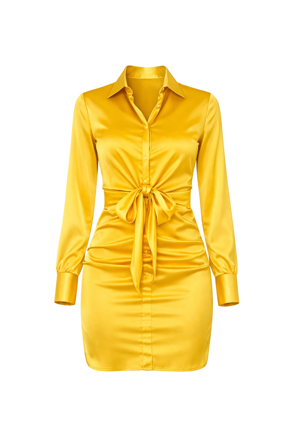 Solid Satin Front Tie Dress
