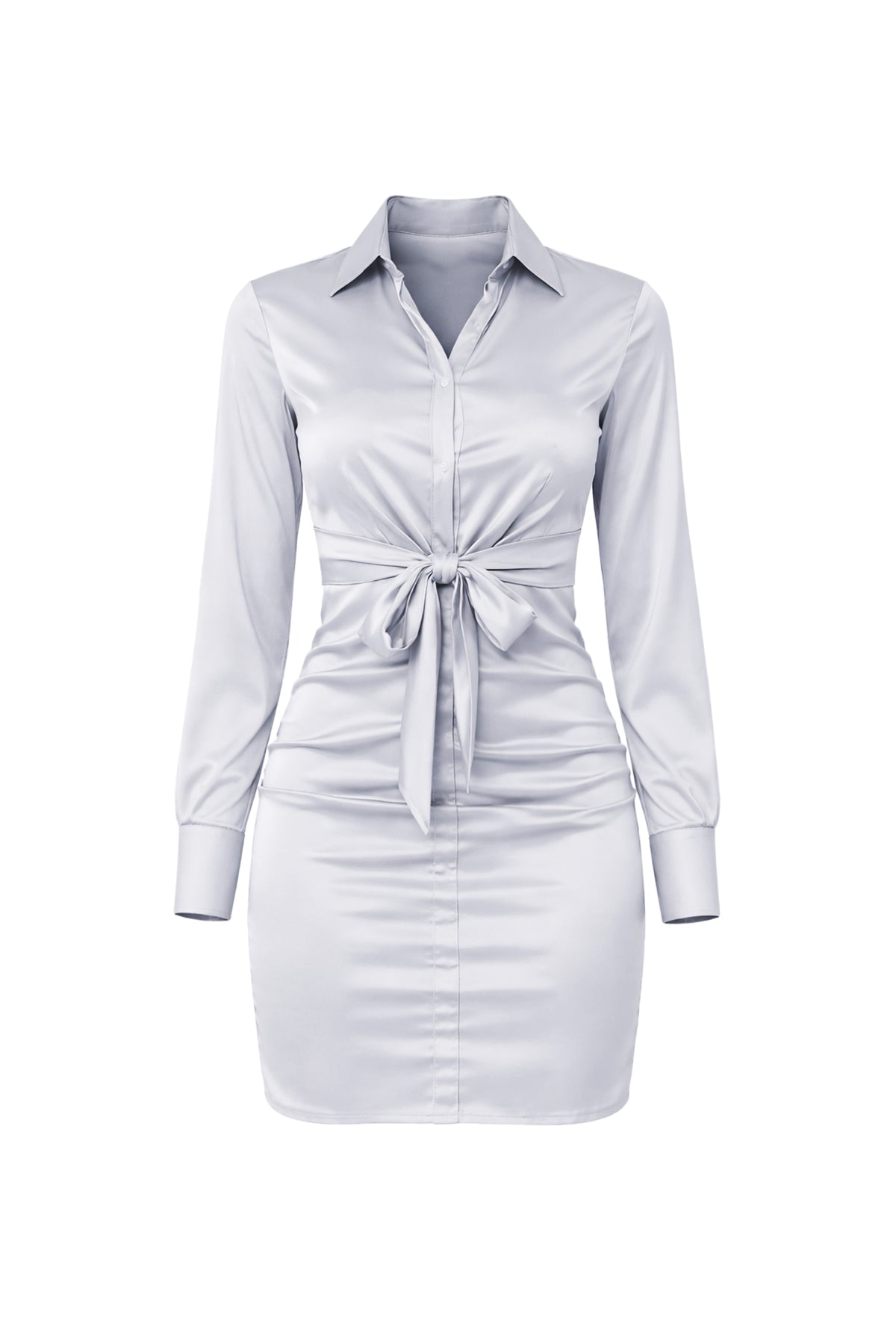 Solid Satin Front Tie Dress
