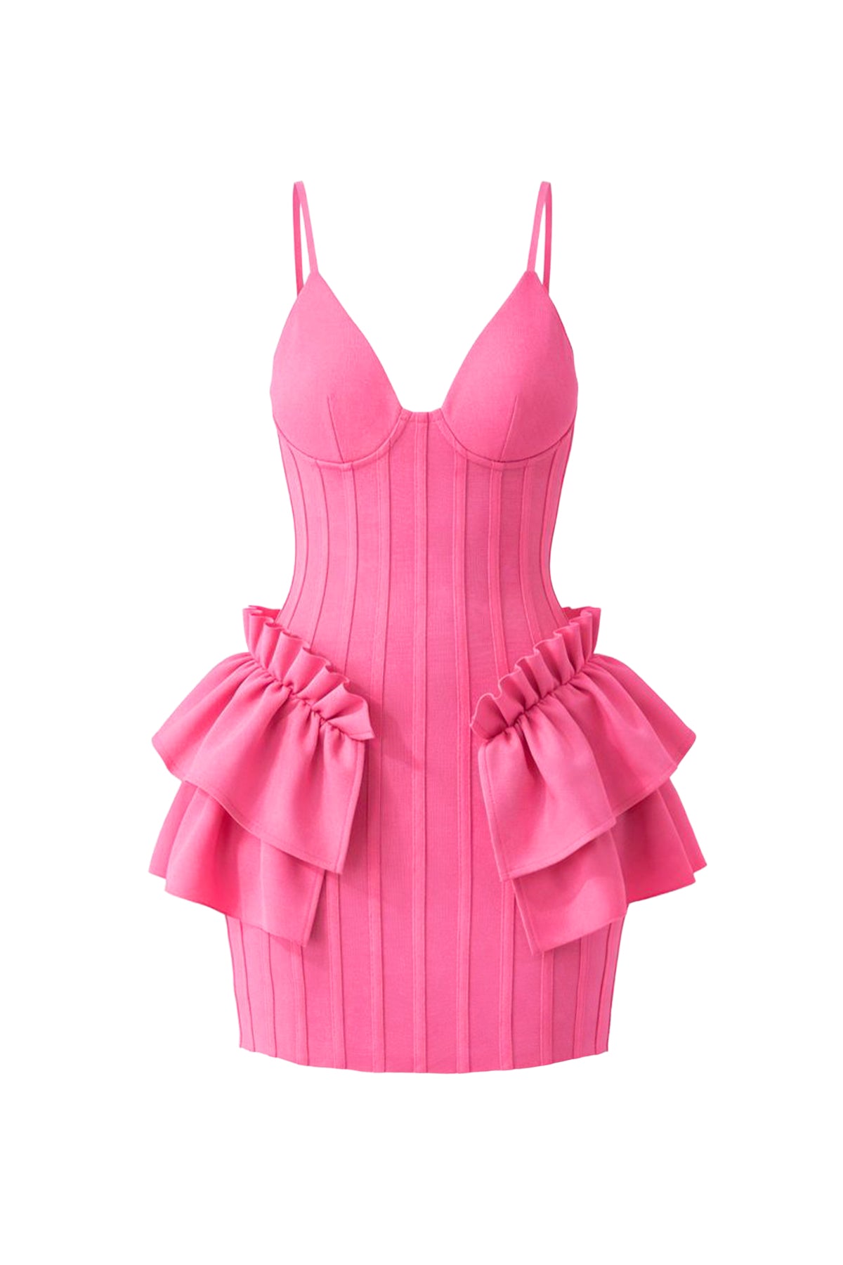 Bandage Mini Dress With Ruffle Detail White / Medium Bandage Mini Dress With Ruffle Detail White / Medium