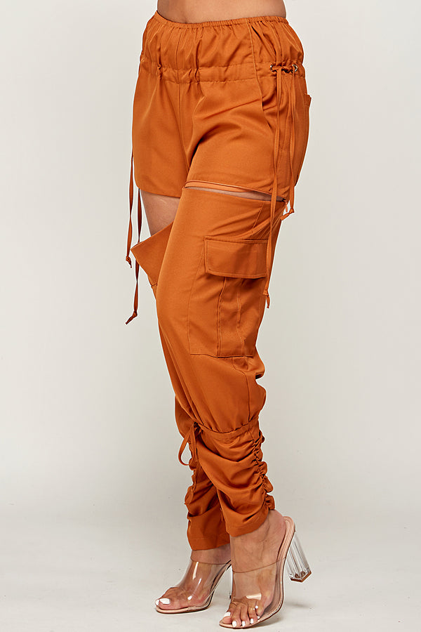 Woven High Waist Zip Pants
