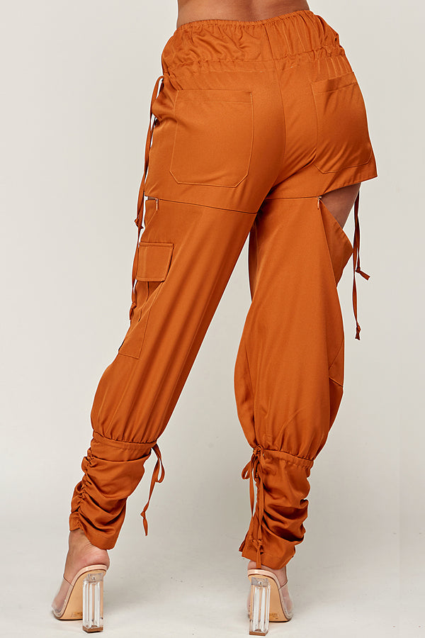 Woven High Waist Zip Pants