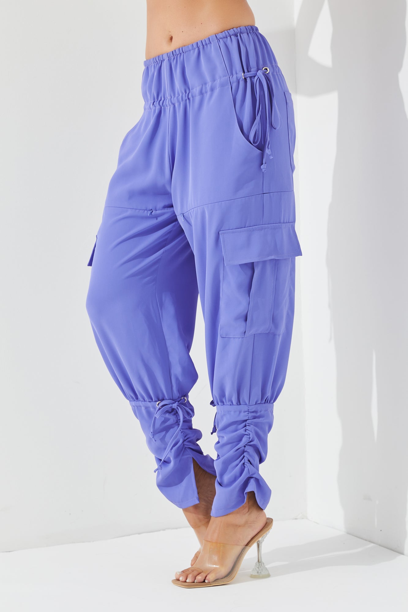 Woven High Waist Zip Pants