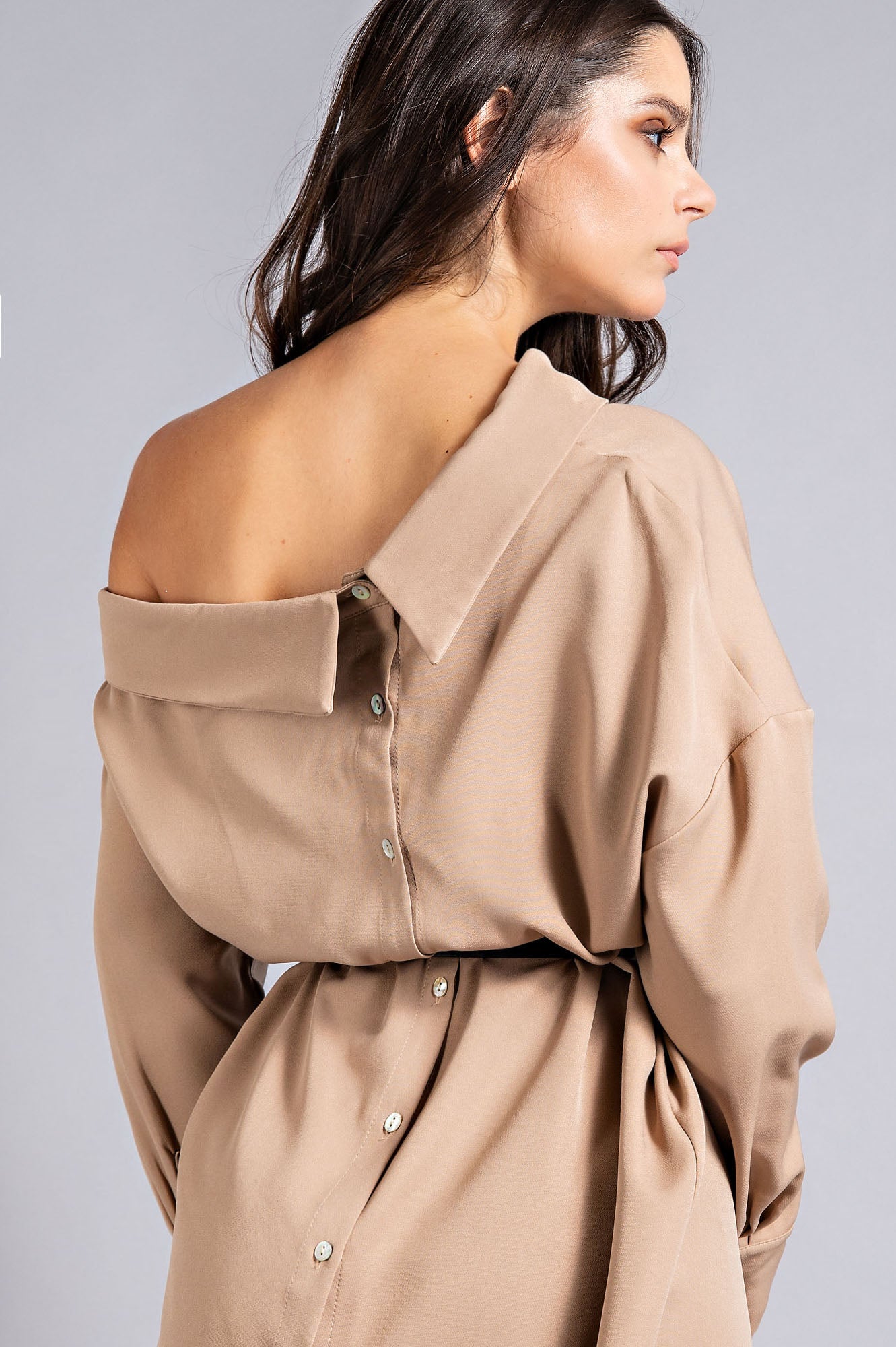 Solid One Sleeve Mini Dress