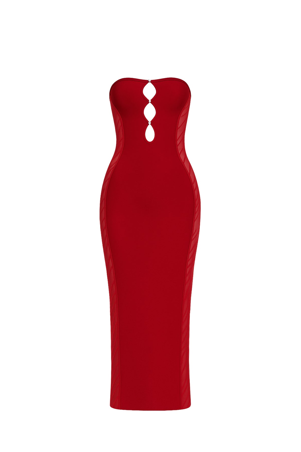 Off Shoulder Bandage Midi Dress Red / S