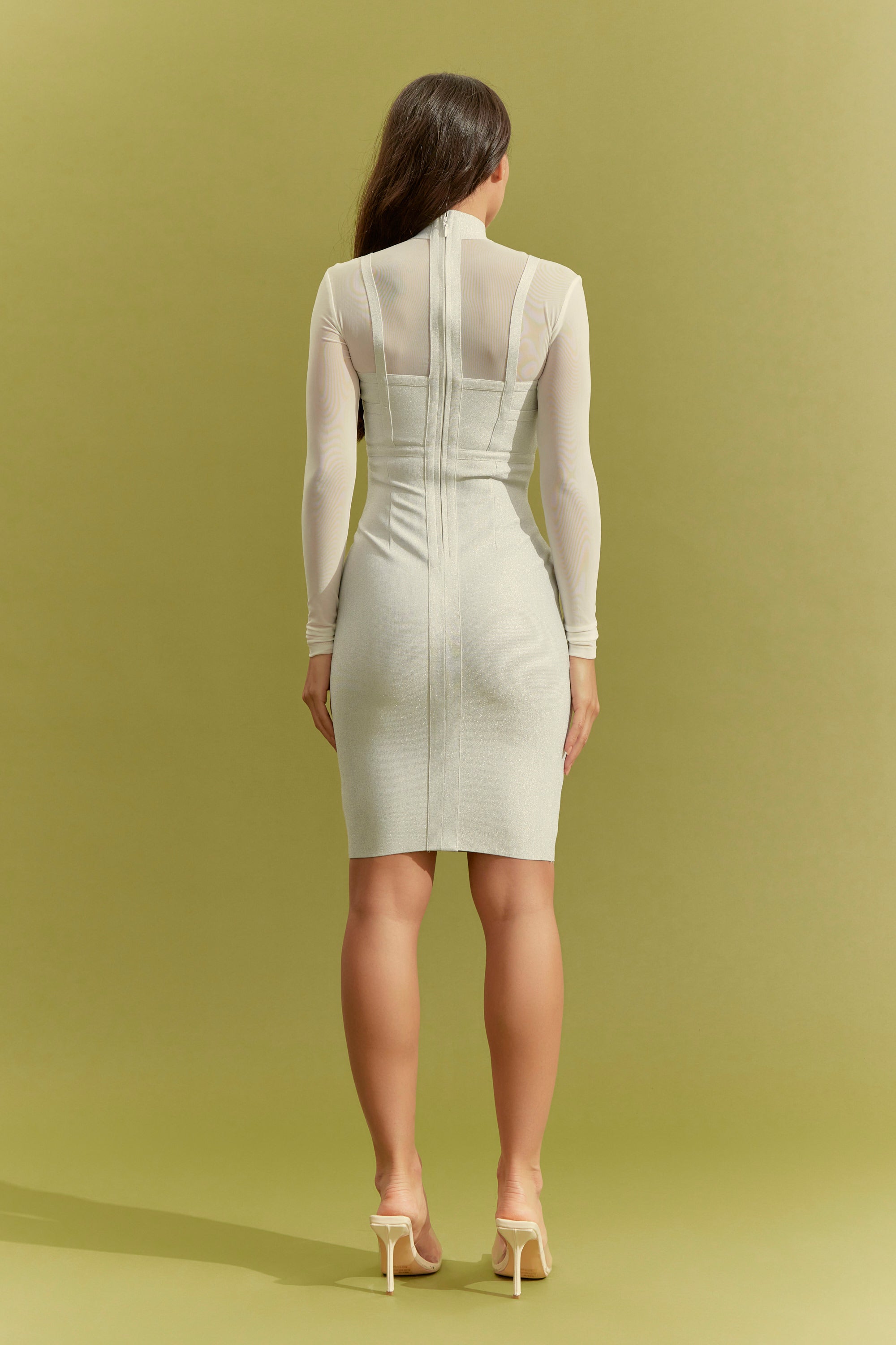 Bandage Mock Neck Glitter Dress