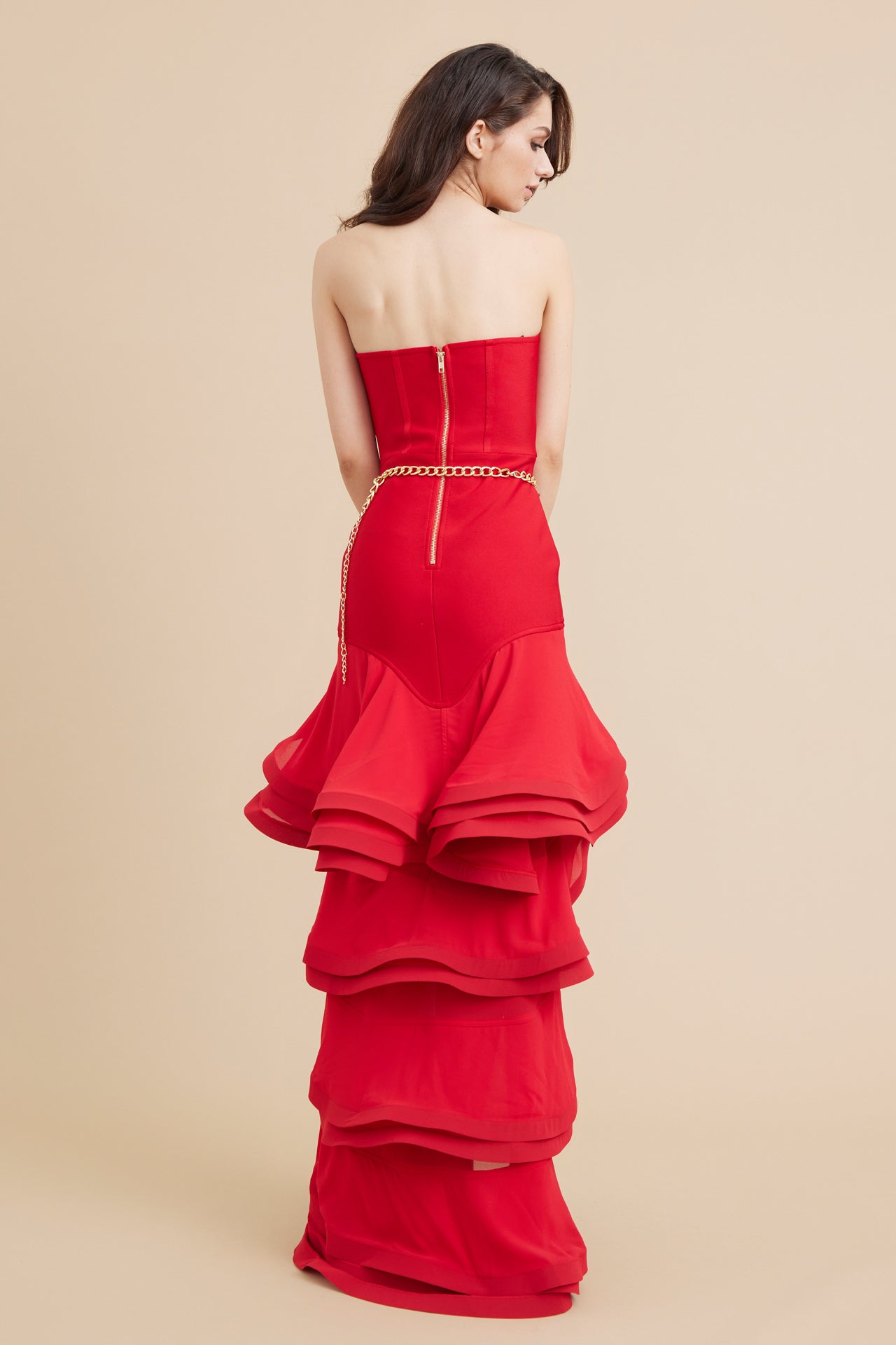 Off Shoulder Bustier Ruffle Dress