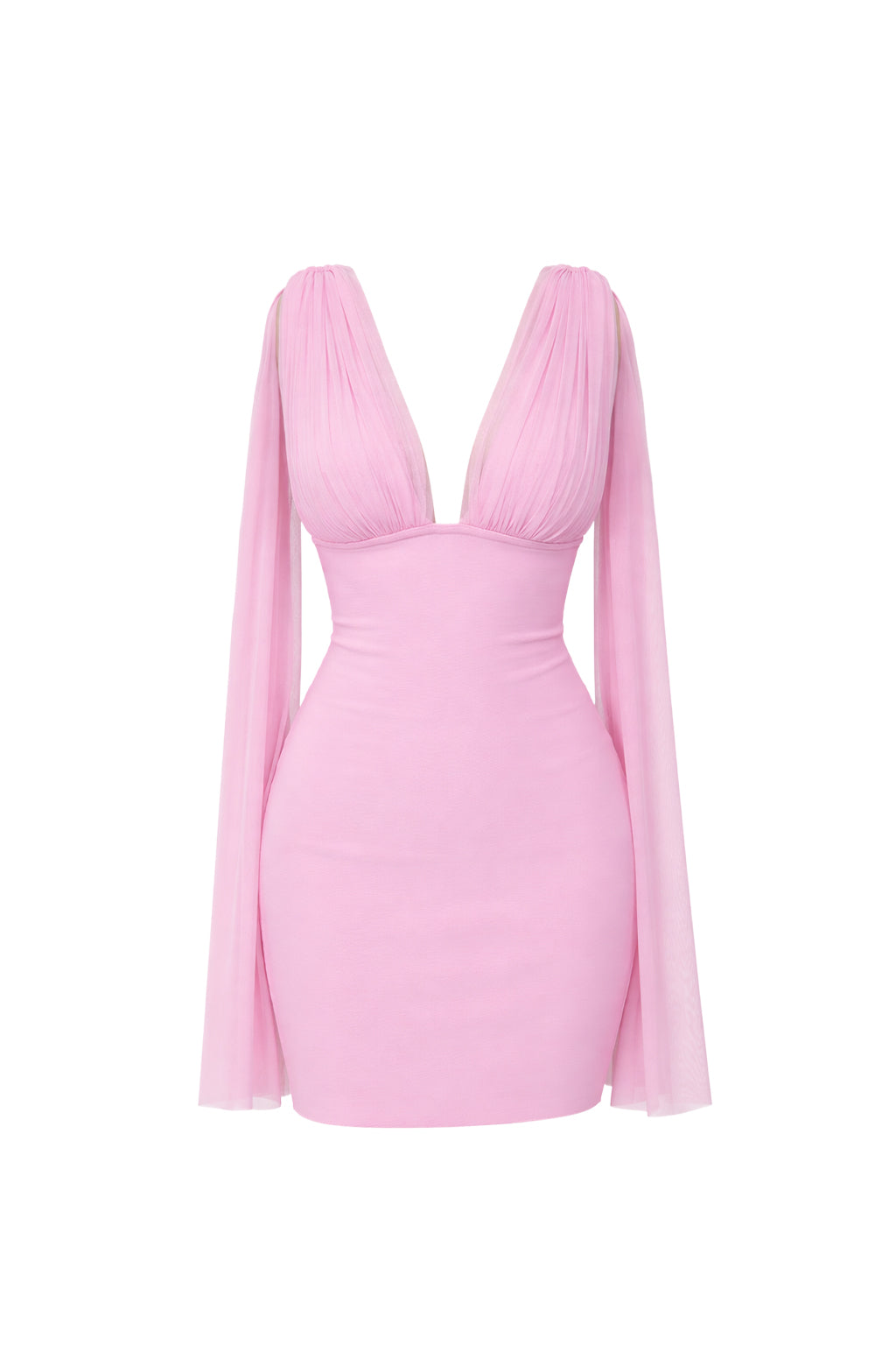 Plunge Neck Tulle Mini Dress