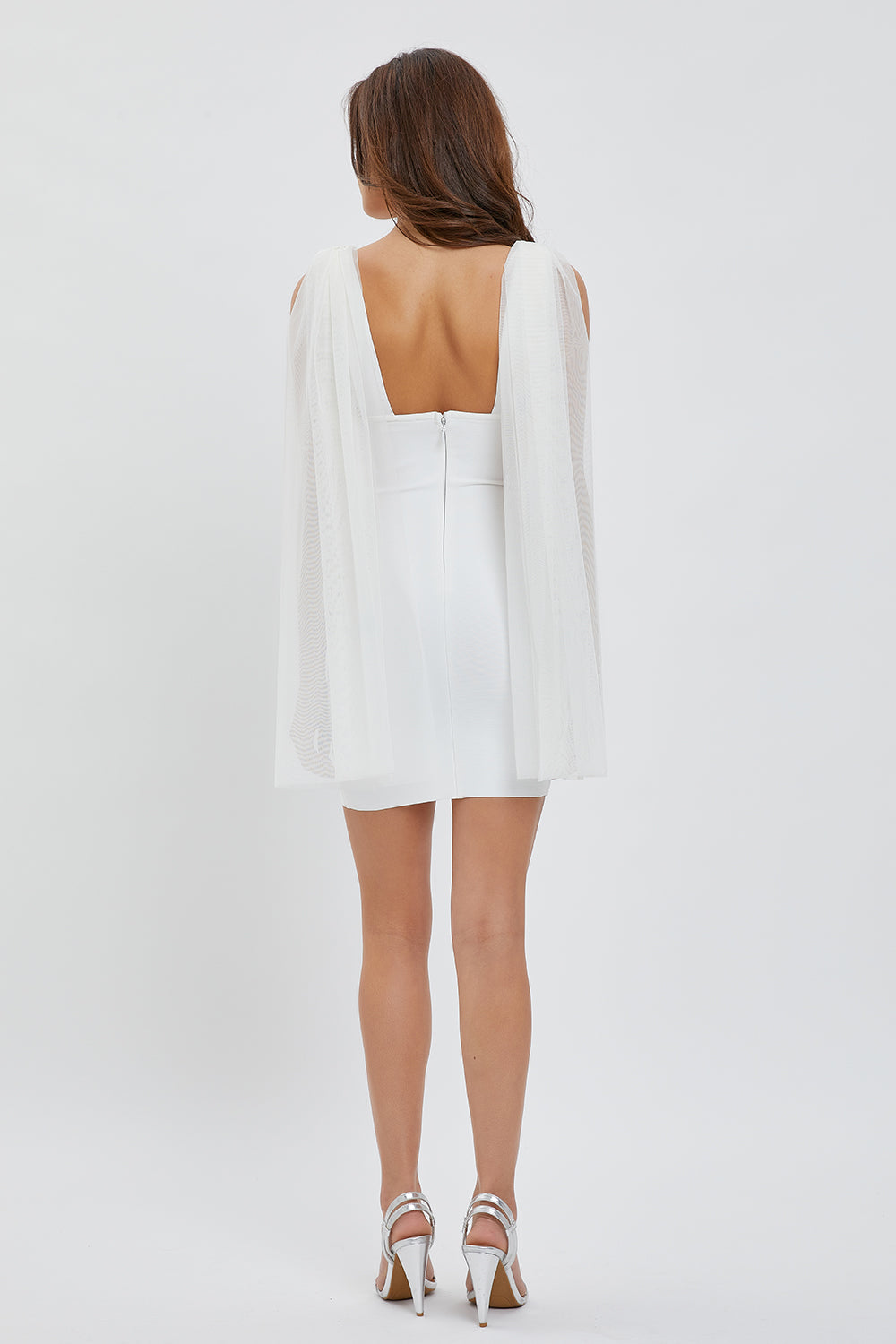 Plunge Neck Tulle Mini Dress