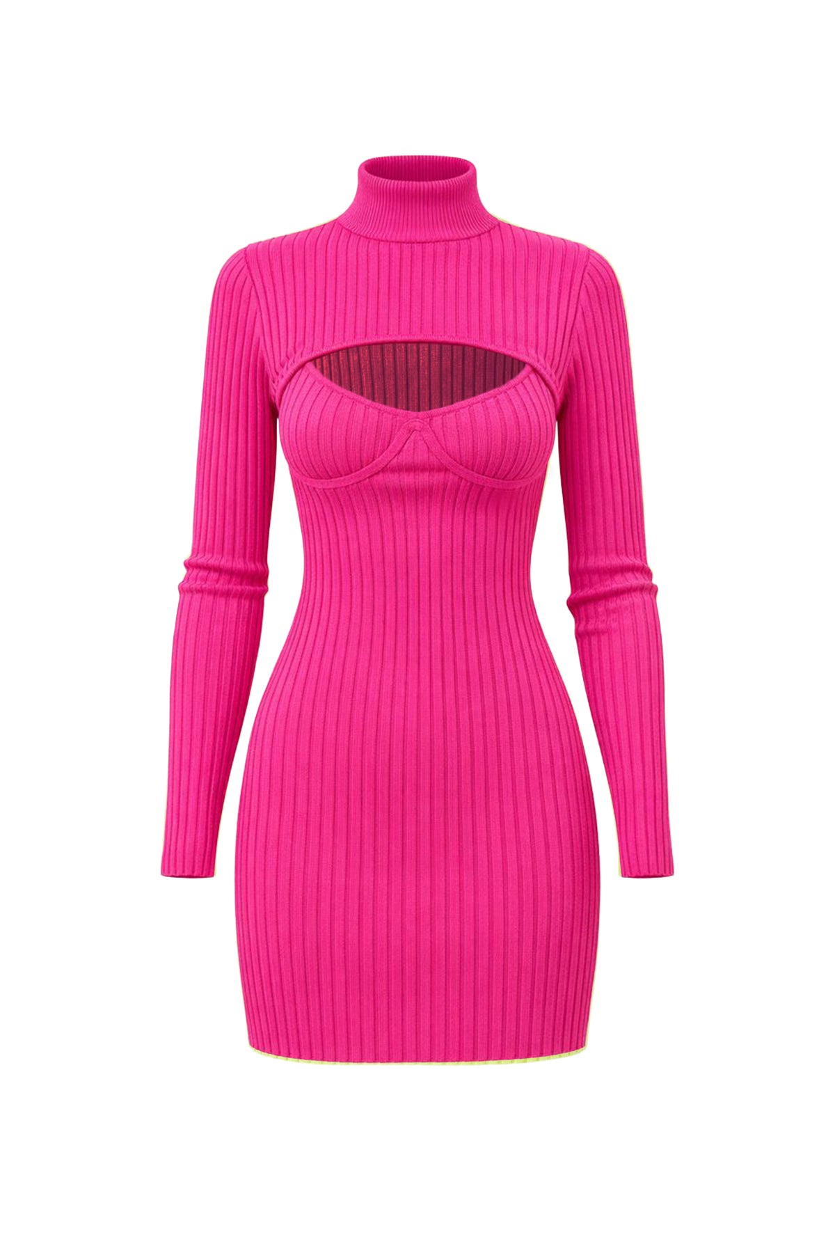 Knit Turtle Neck Long Sleeve Mini Dress