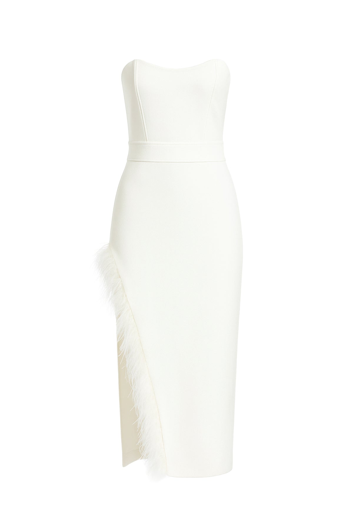 Bandage Tube Asymmetric Dress with Feather Hem