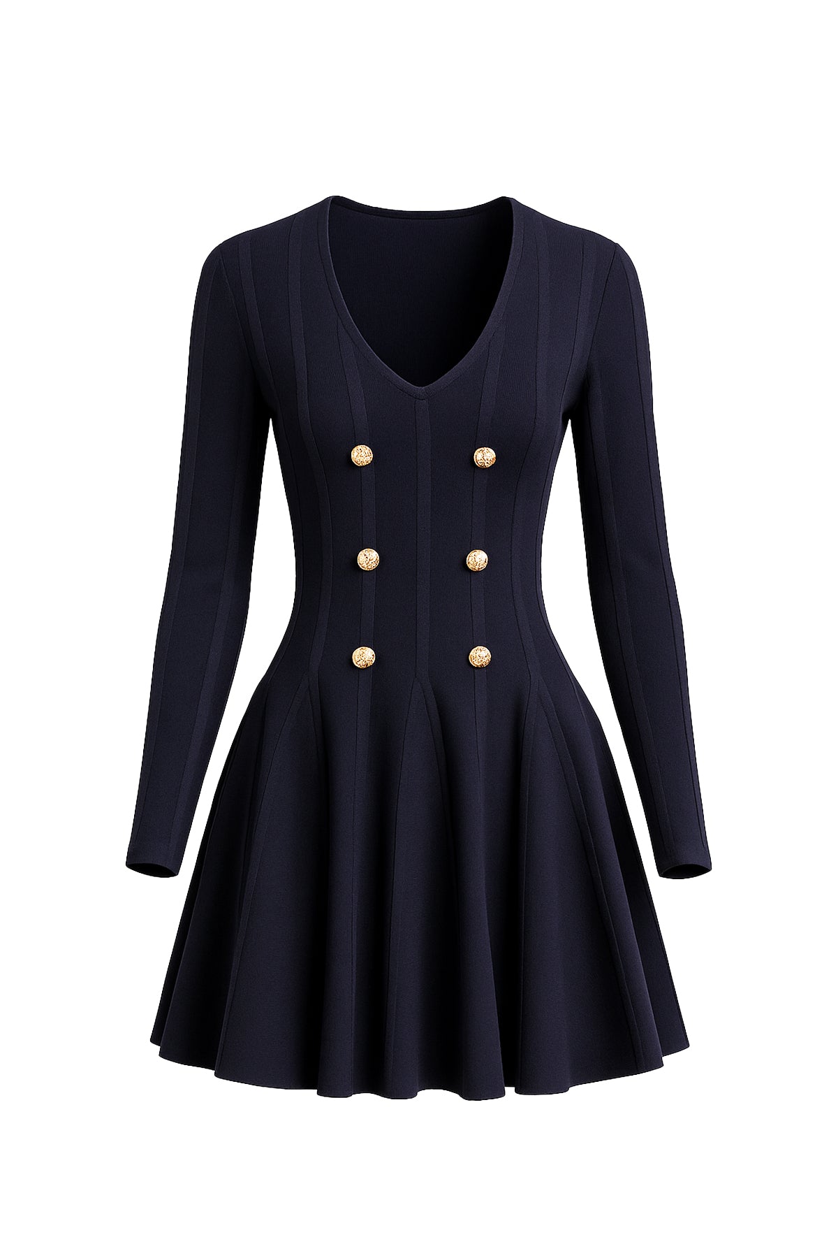 Bandage Long Sleeve V-neck Mini Dress