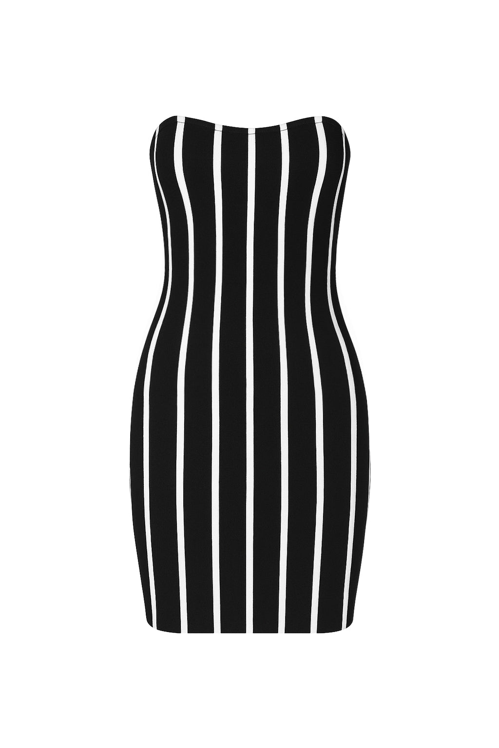 A Flirty Mini Bandage Pinstripe Tube Mini Dress