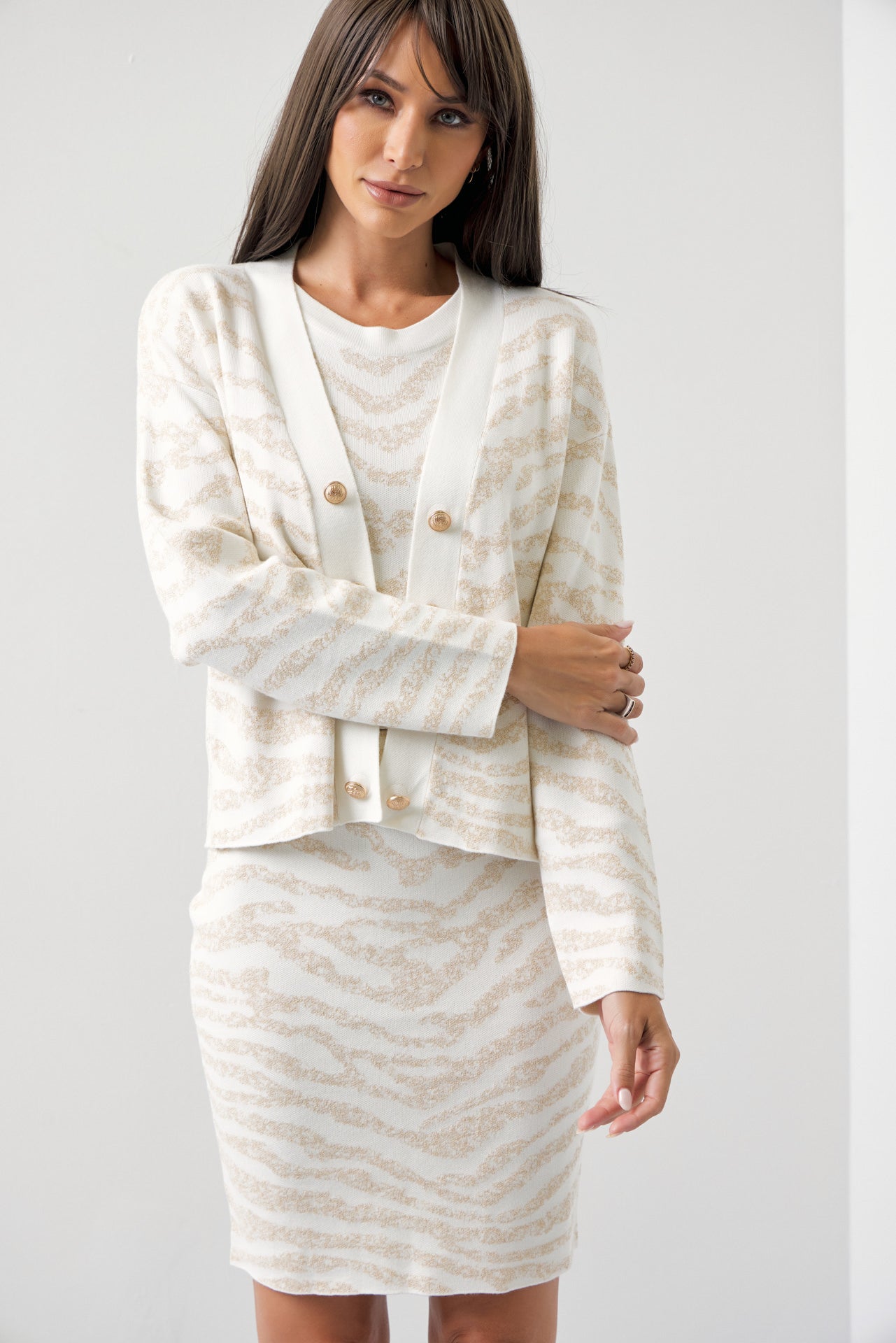 Lia Knit Metallic Animal Print 3 Pc Set