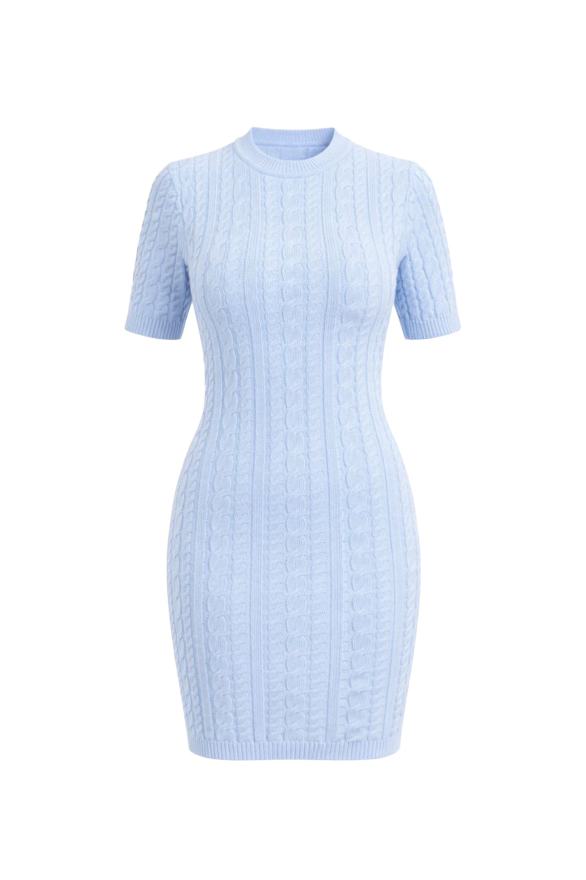Ribbed Short Sleeve Knit Dress