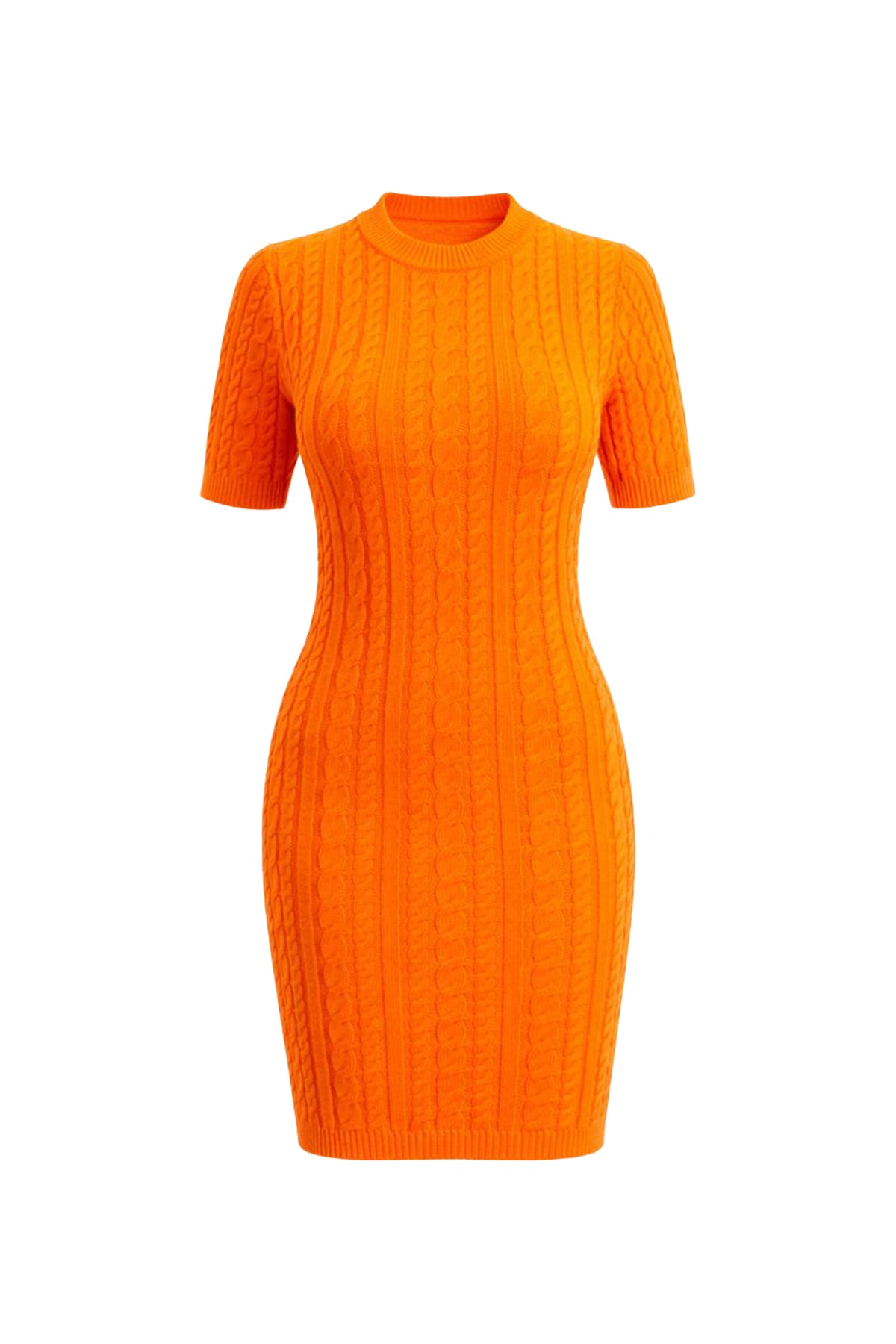 Ribbed Short Sleeve Knit Dress