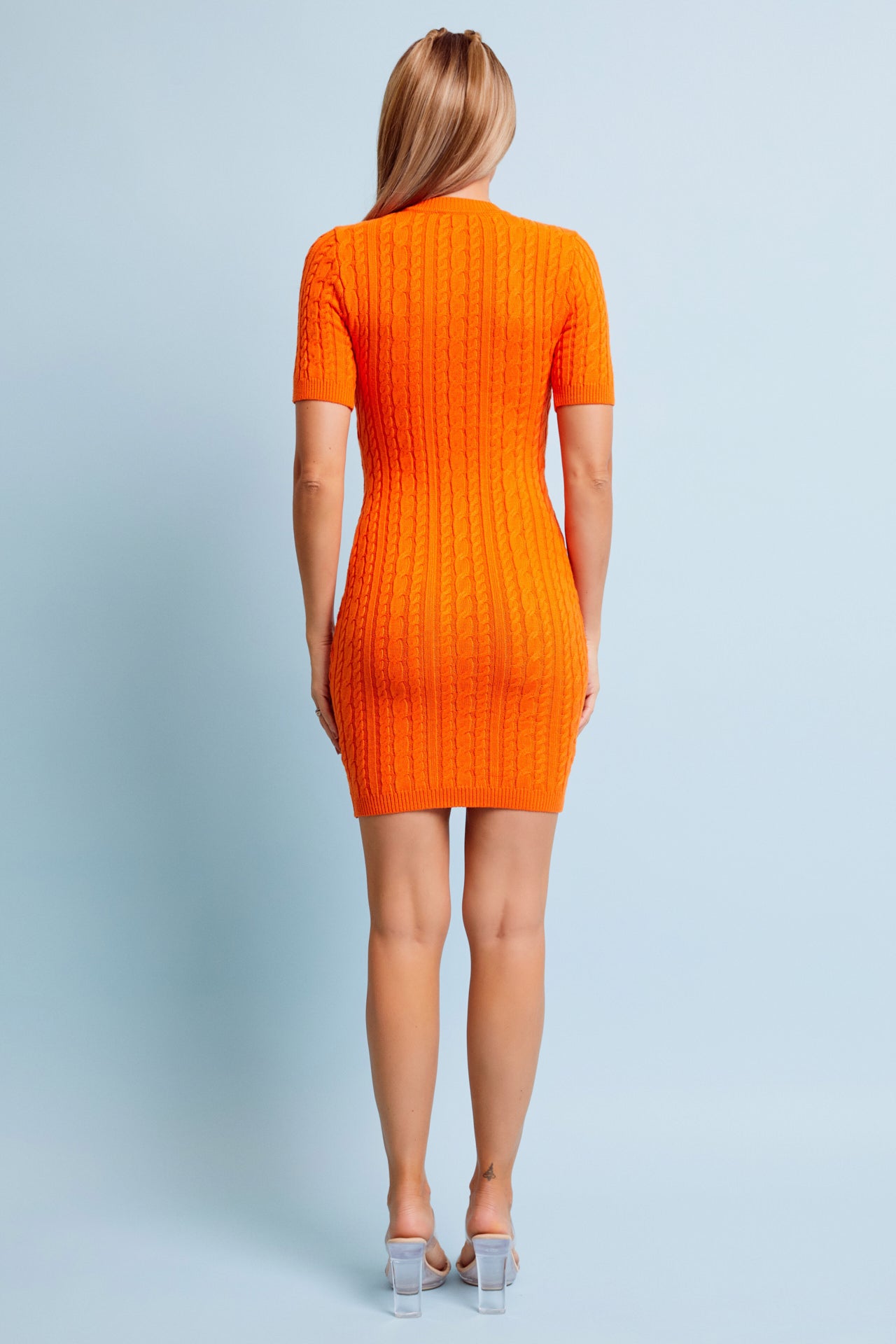 Ribbed Short Sleeve Knit Dress