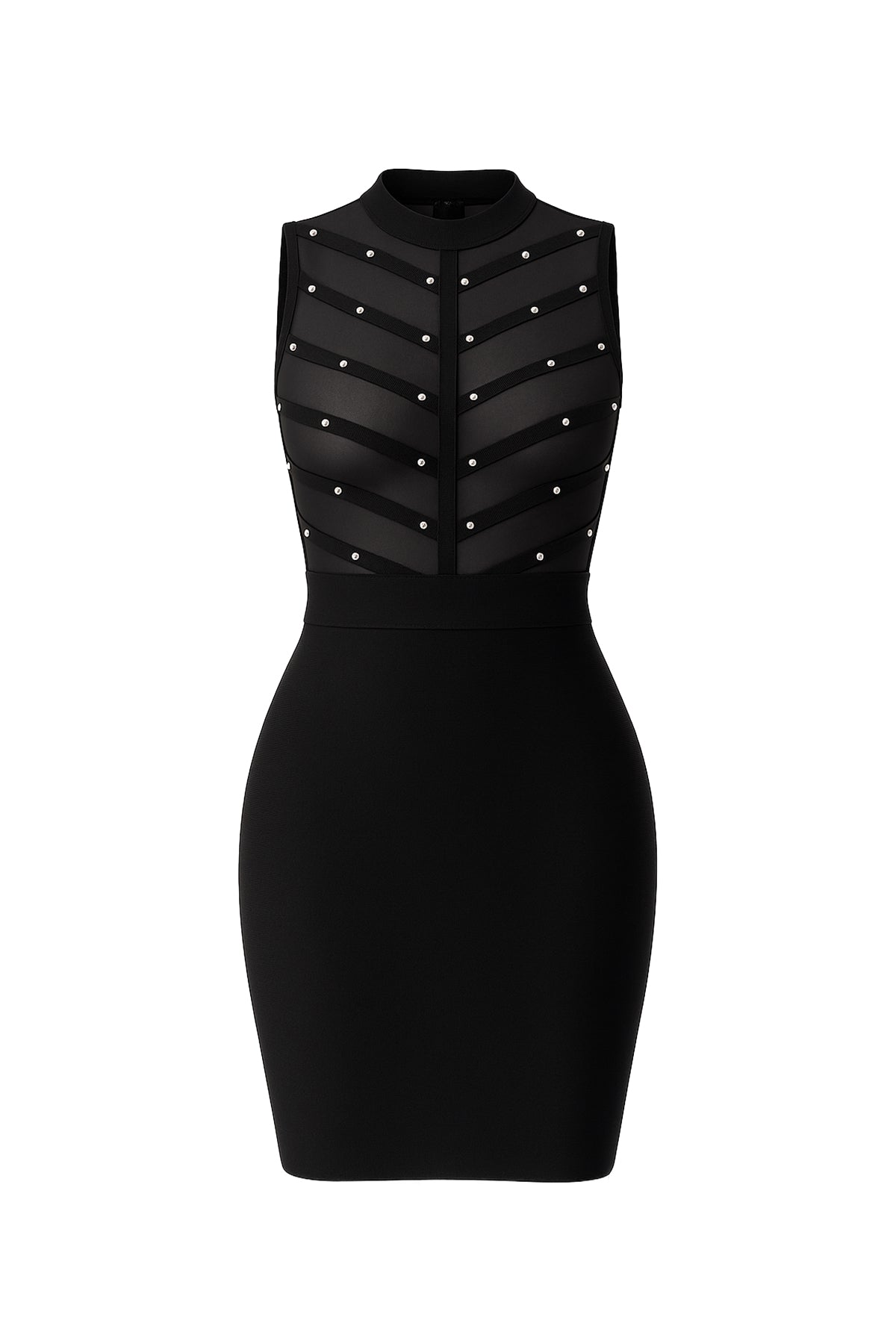 Mesh & Shine Sleeveless Bodycon Mini Dress