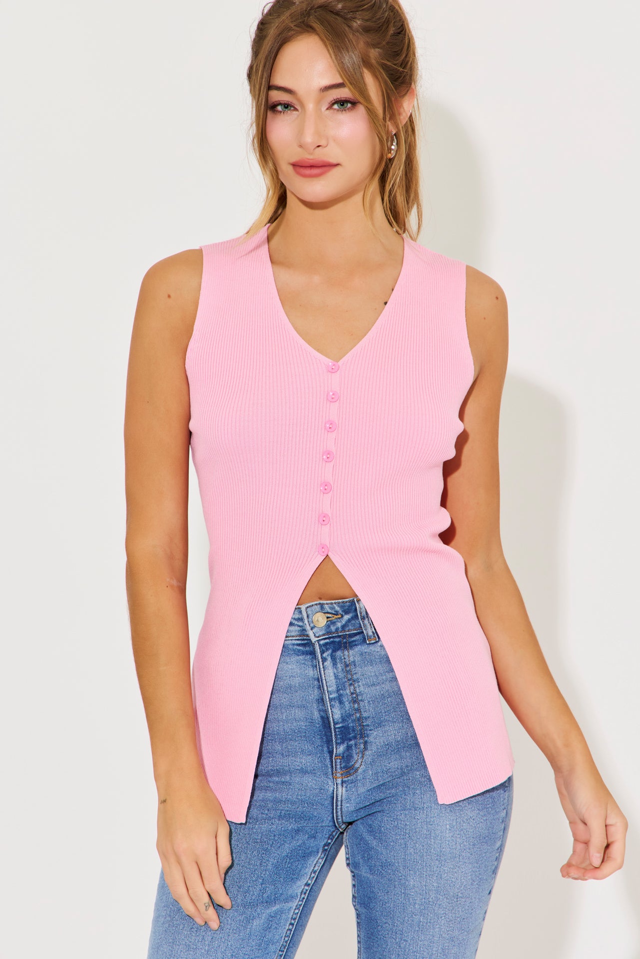 Effortless Sleeveless Ribbed Knit Top