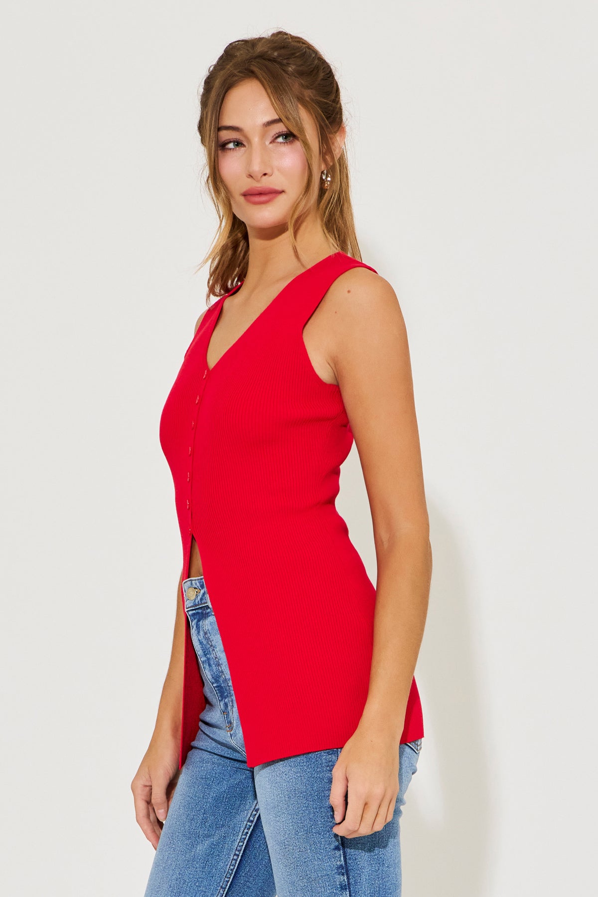 Effortless Sleeveless Ribbed Knit Top