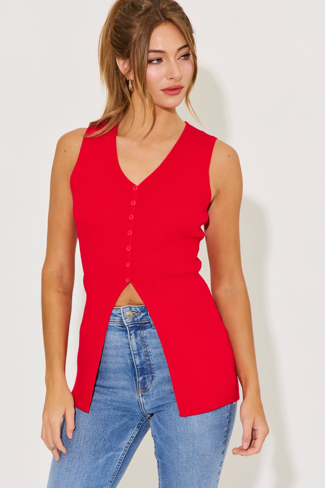 Effortless Sleeveless Ribbed Knit Top