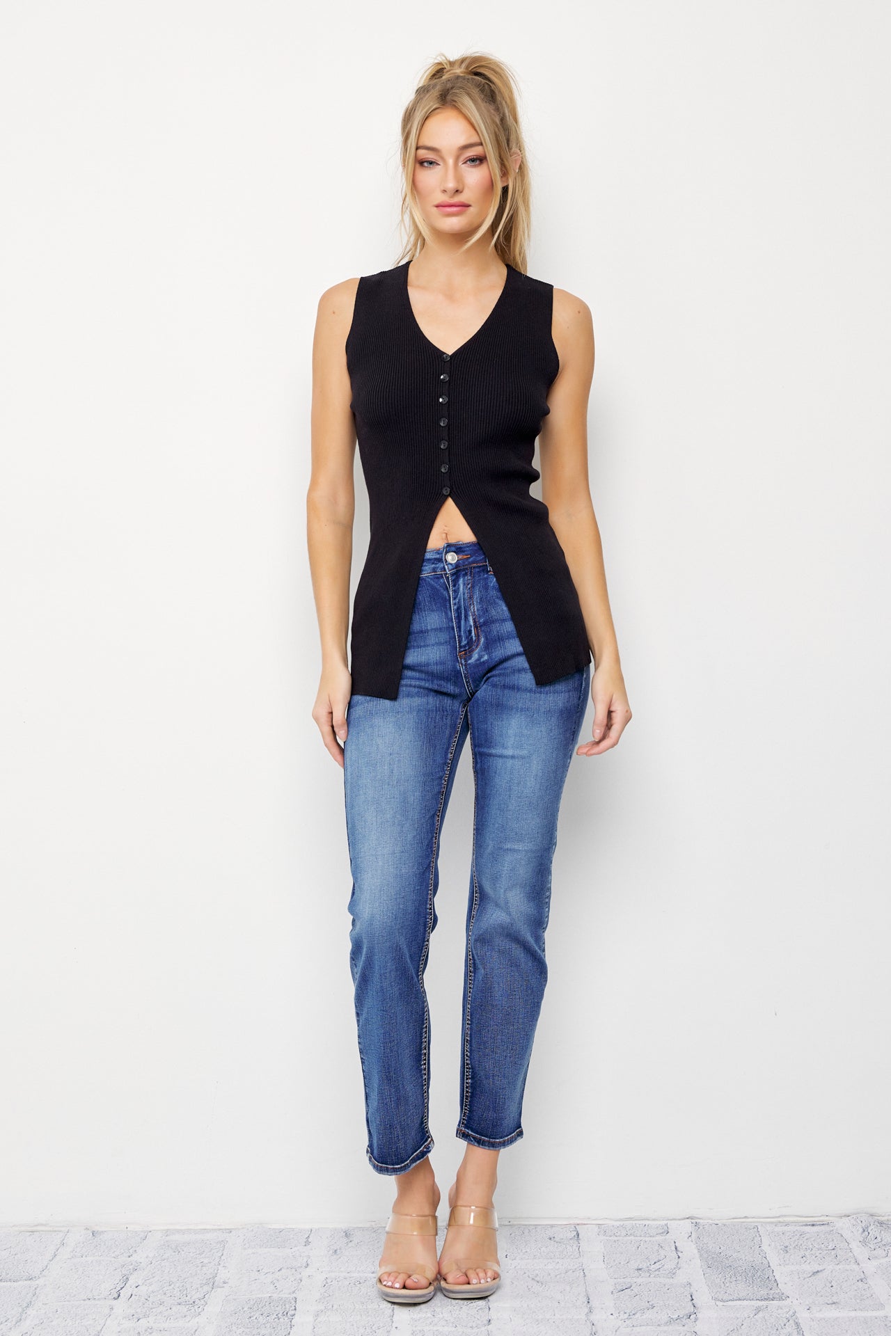 Effortless Sleeveless Ribbed Knit Top