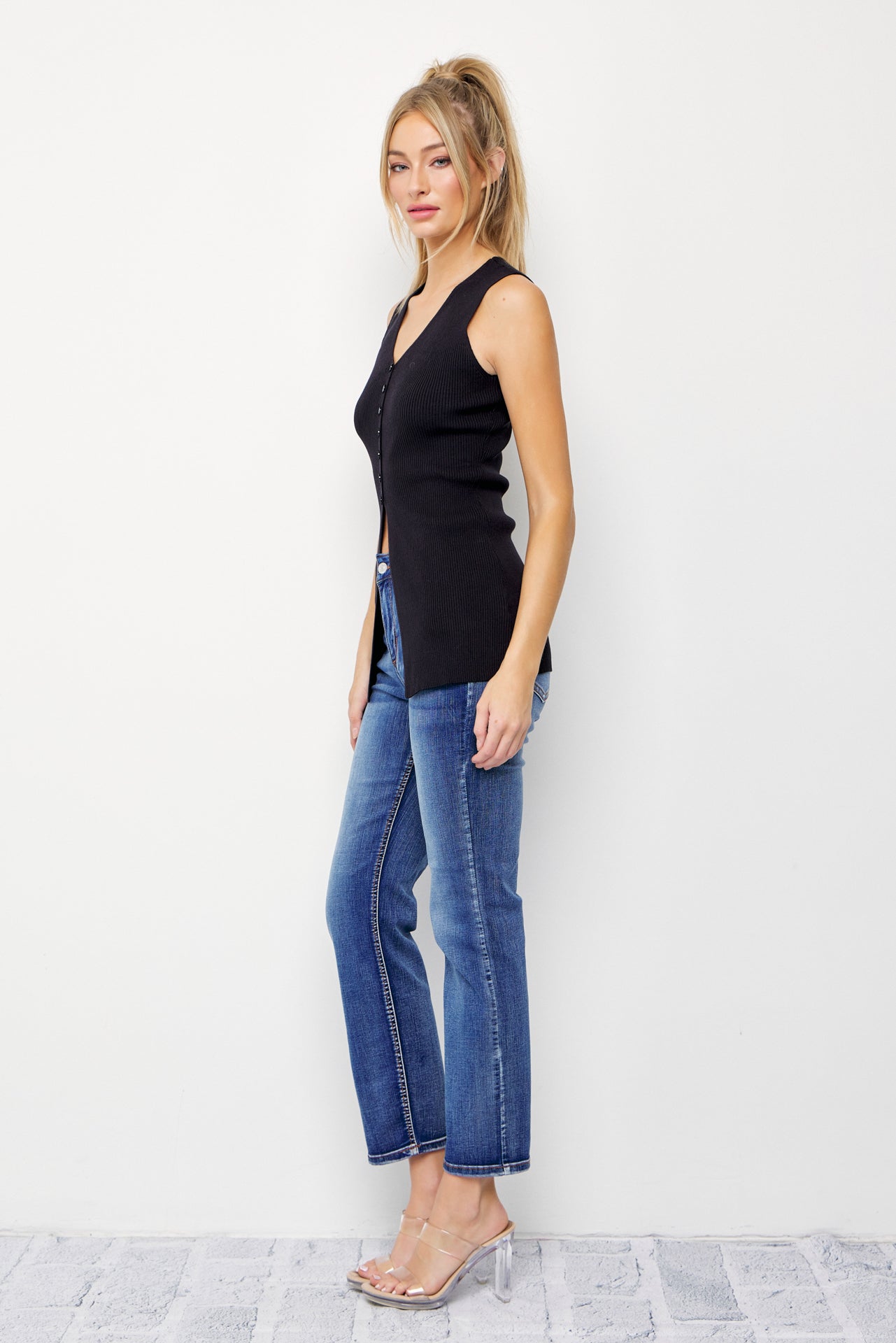 Effortless Sleeveless Ribbed Knit Top