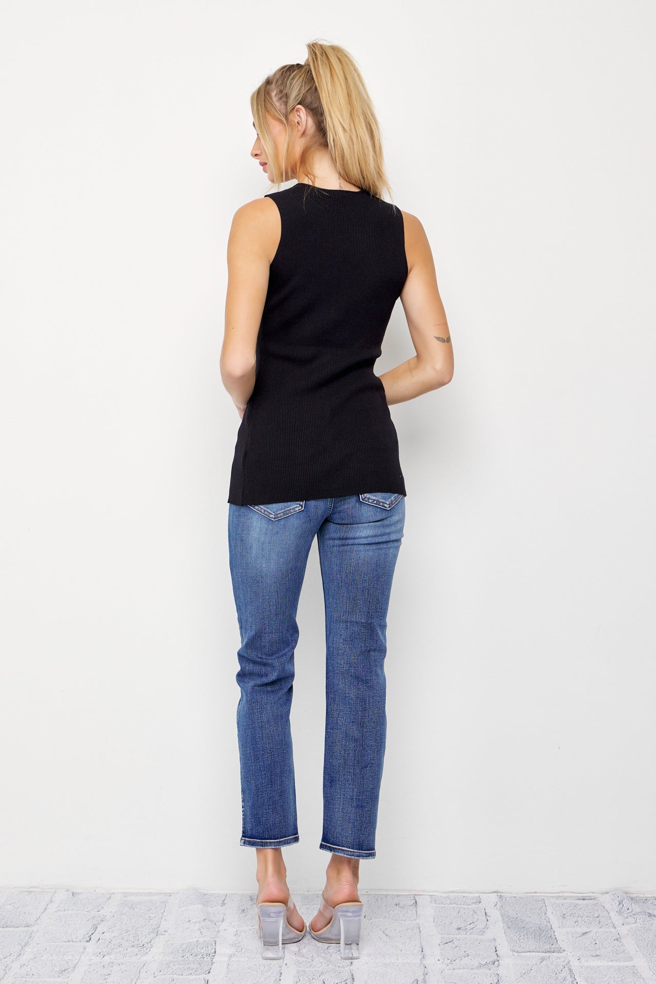 Effortless Sleeveless Ribbed Knit Top
