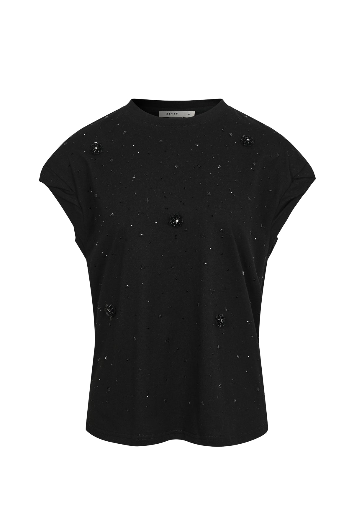 Embellished Floral Knit Sleeve Twist Top