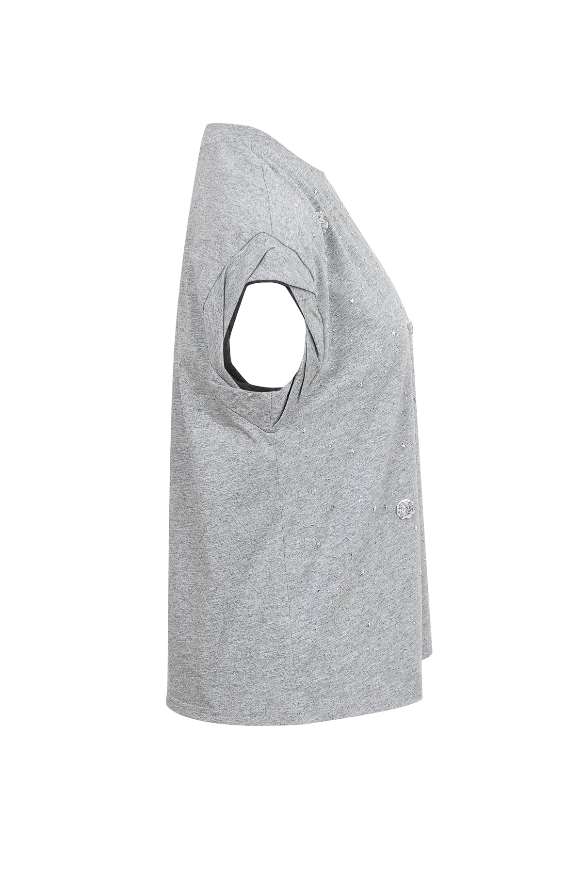 Embellished Floral Knit Sleeve Twist Top