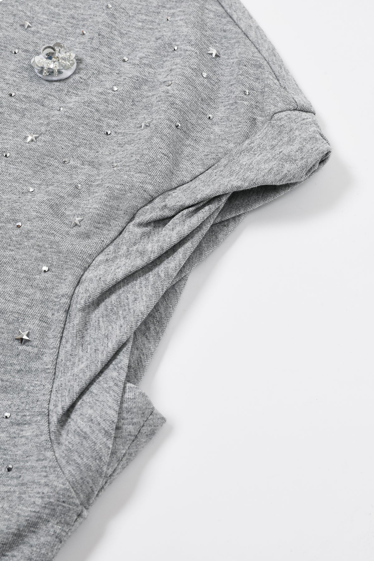 Embellished Floral Knit Sleeve Twist Top