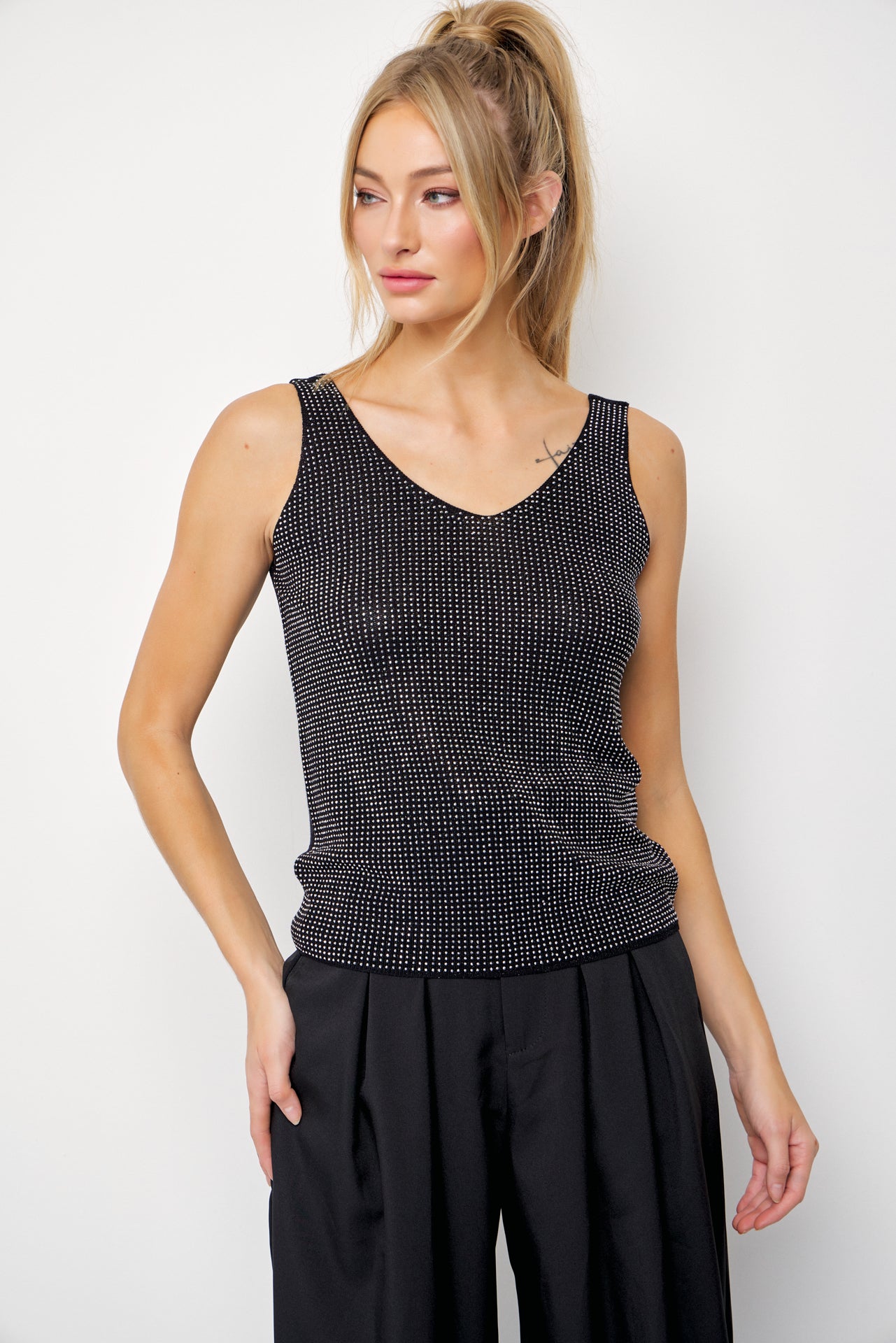Hot Fix Sparkle Knit Sleeveless Top