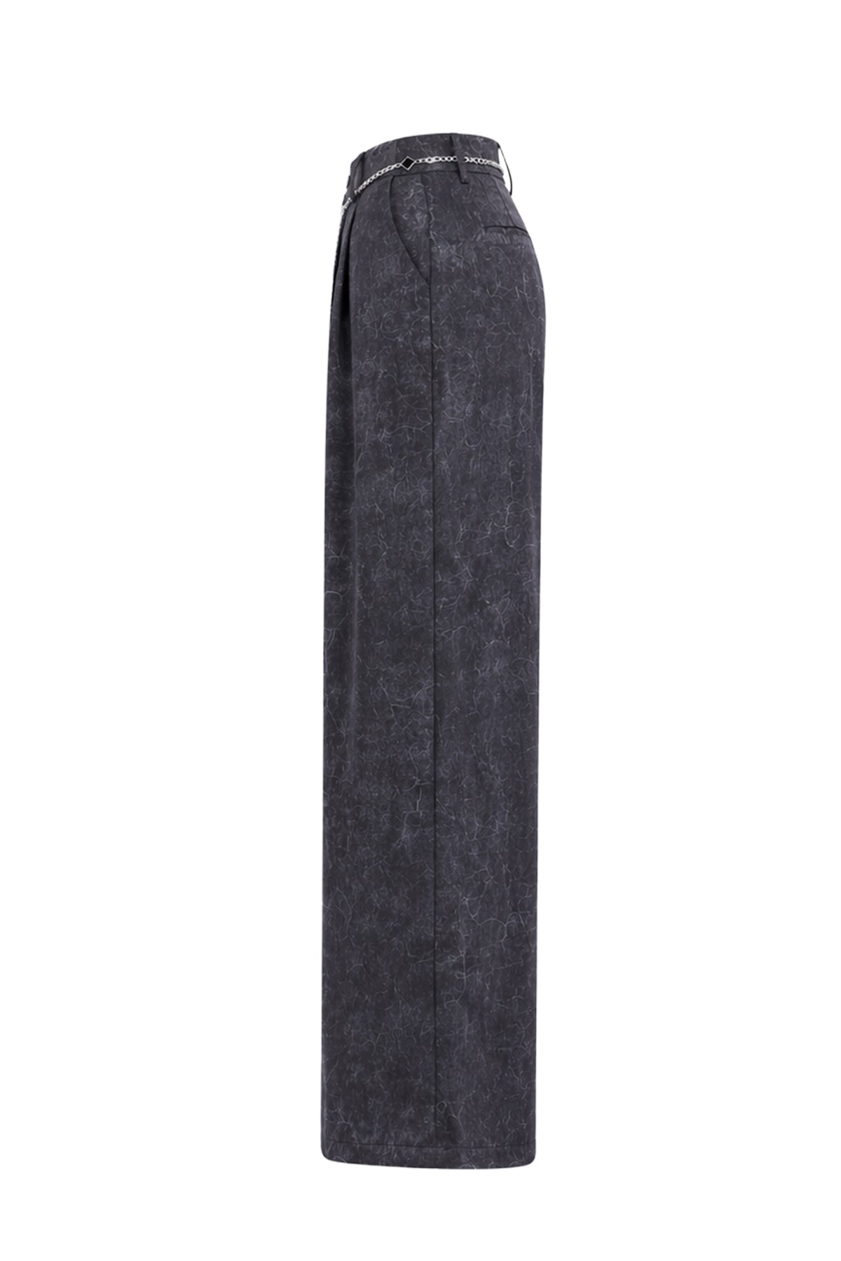 Crinkled Wide Leg Pants with Belt
