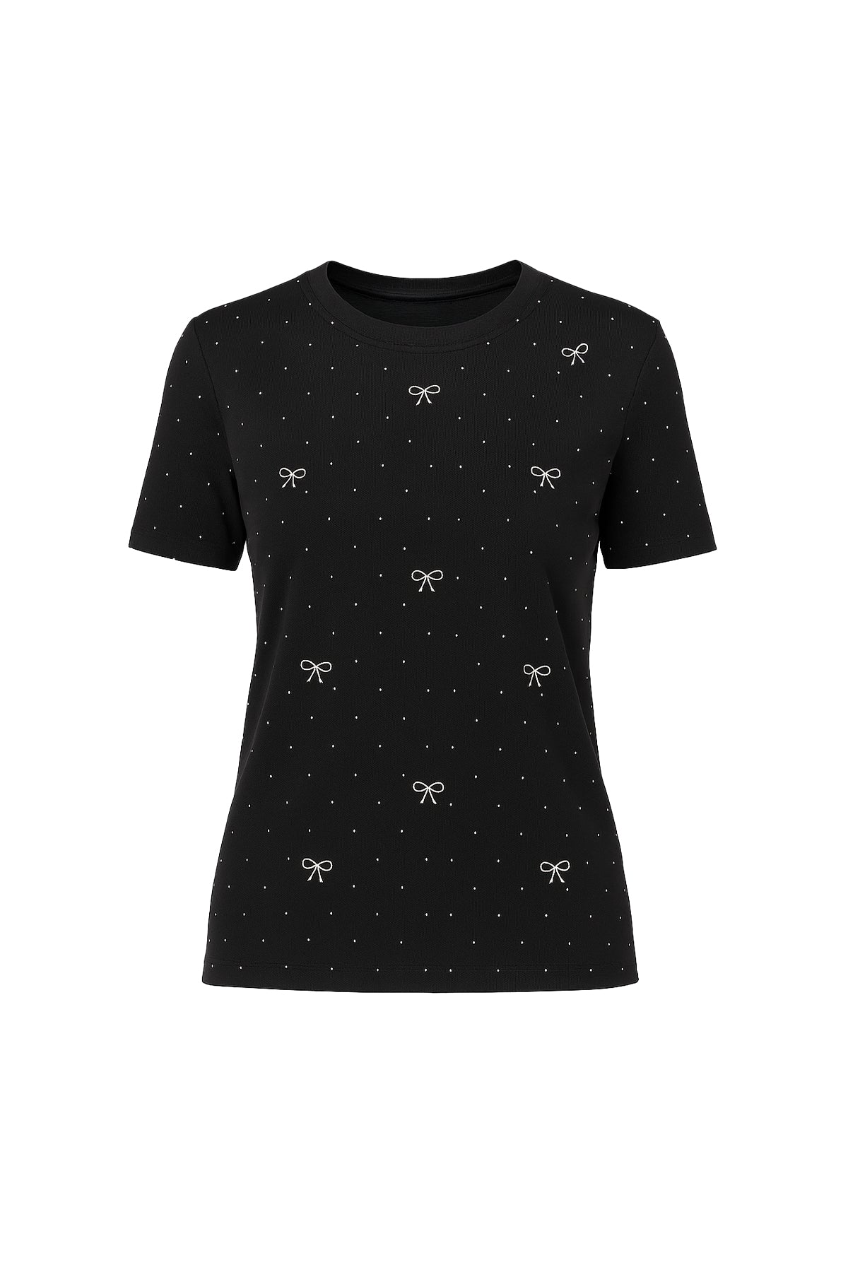 Raya Ribbon and Rhinestone Embellished T-shirt