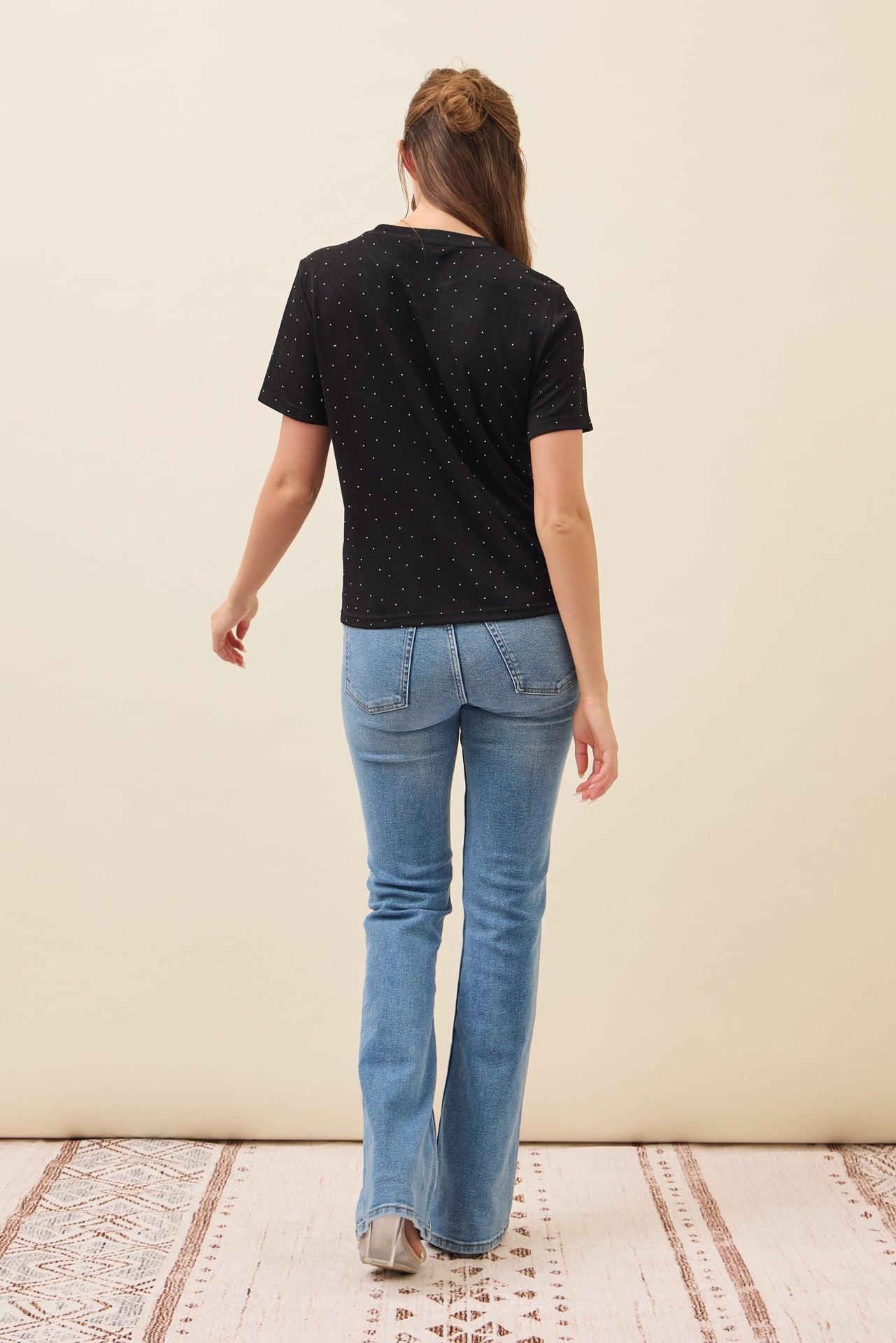 Raya Ribbon and Rhinestone Embellished T-shirt