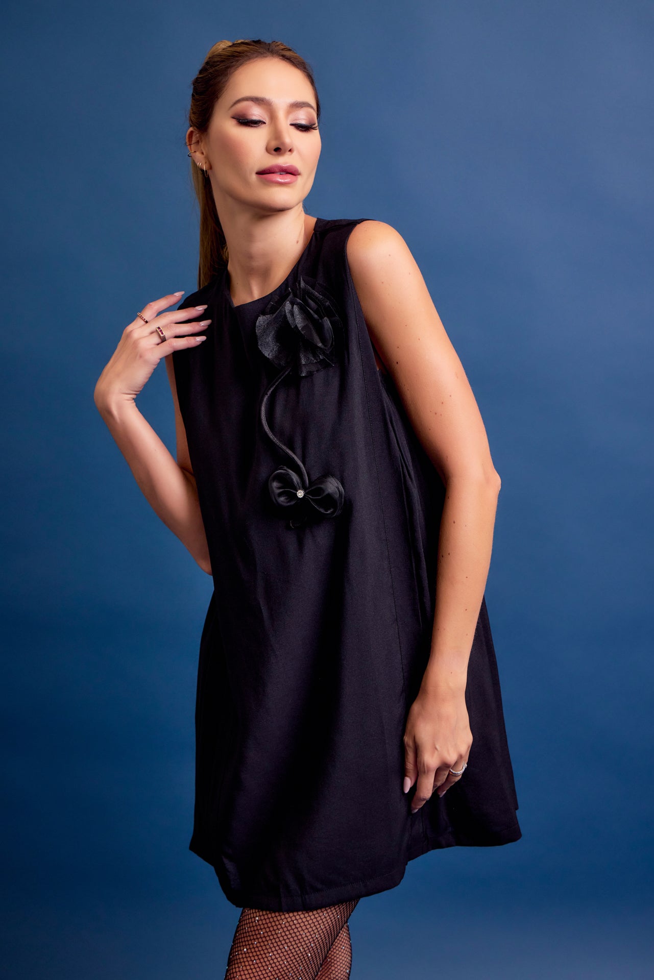 Helen Woven Sleeveless Dress with Trim