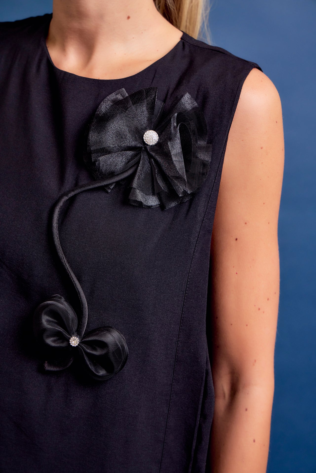 Helen Woven Sleeveless Dress with Trim