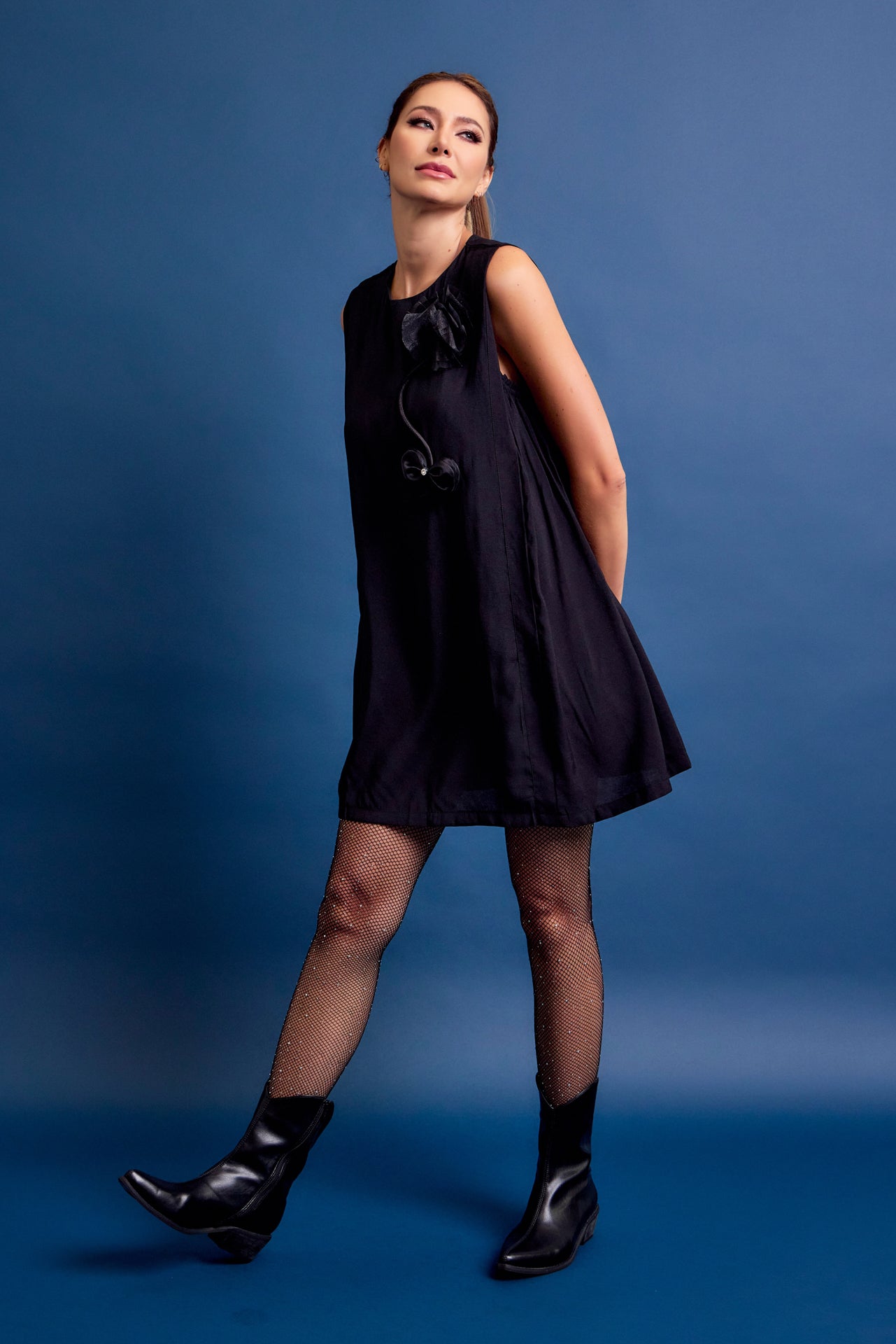 Helen Woven Sleeveless Dress with Trim