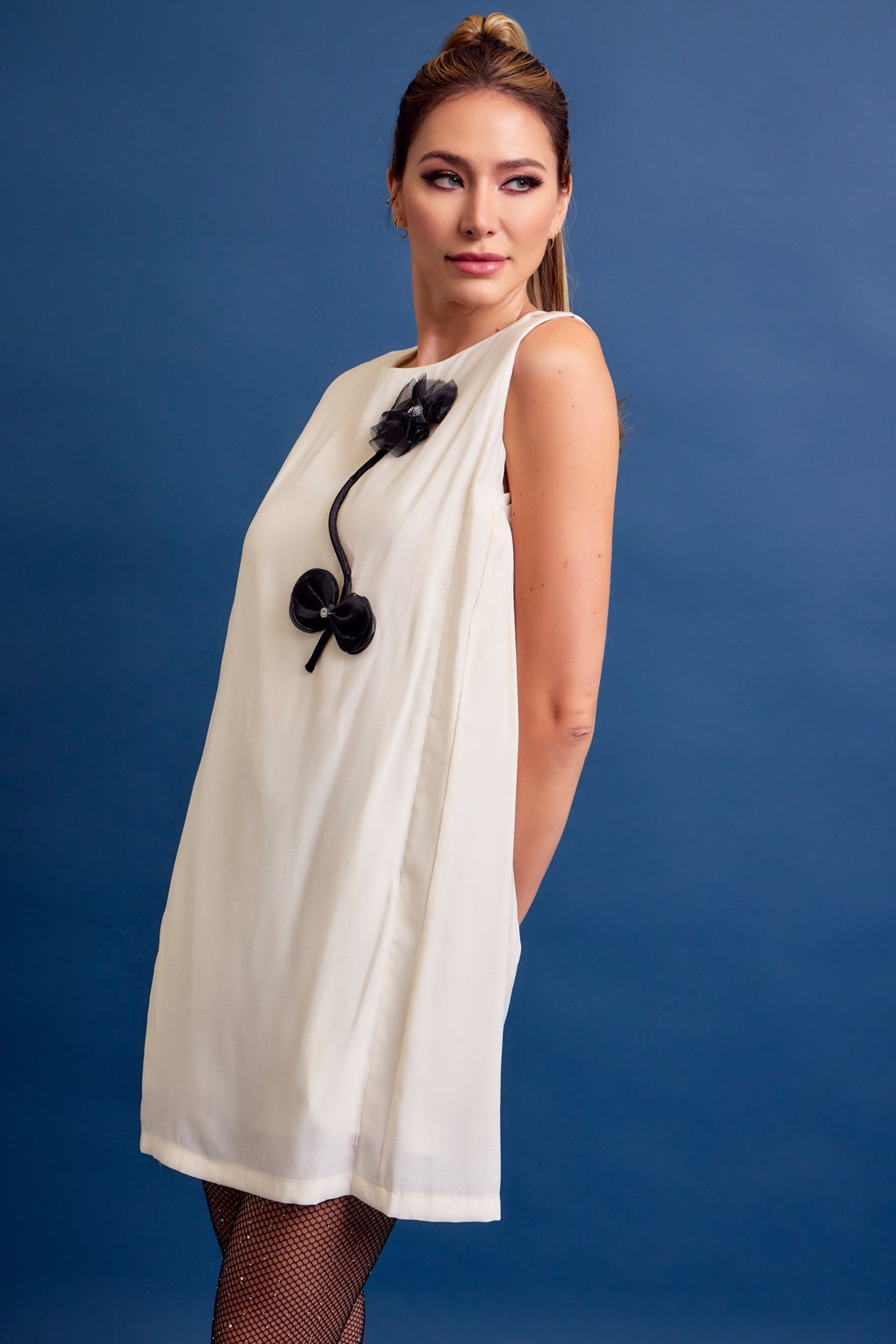 Helen Woven Sleeveless Dress with Trim