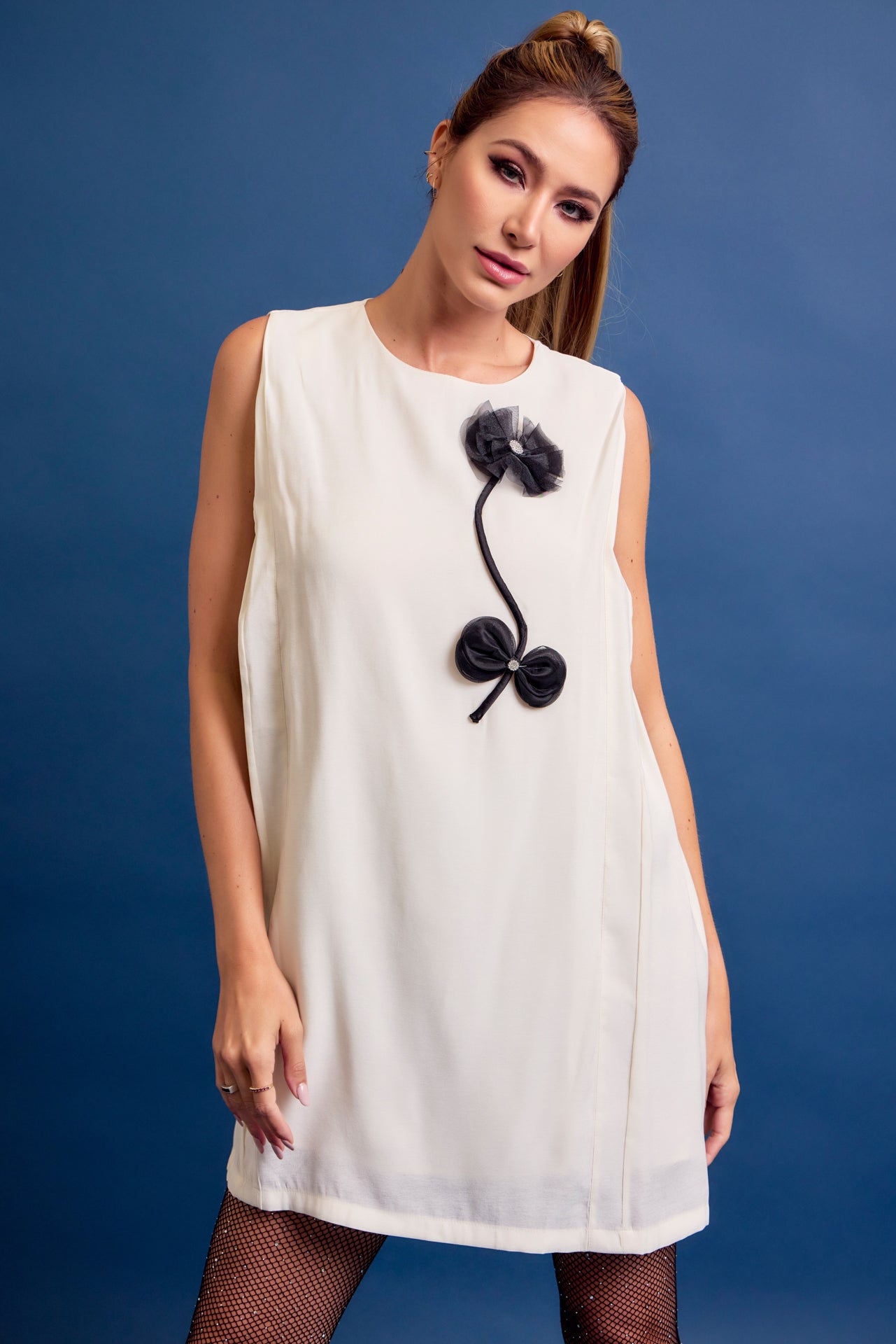 Helen Woven Sleeveless Dress with Trim